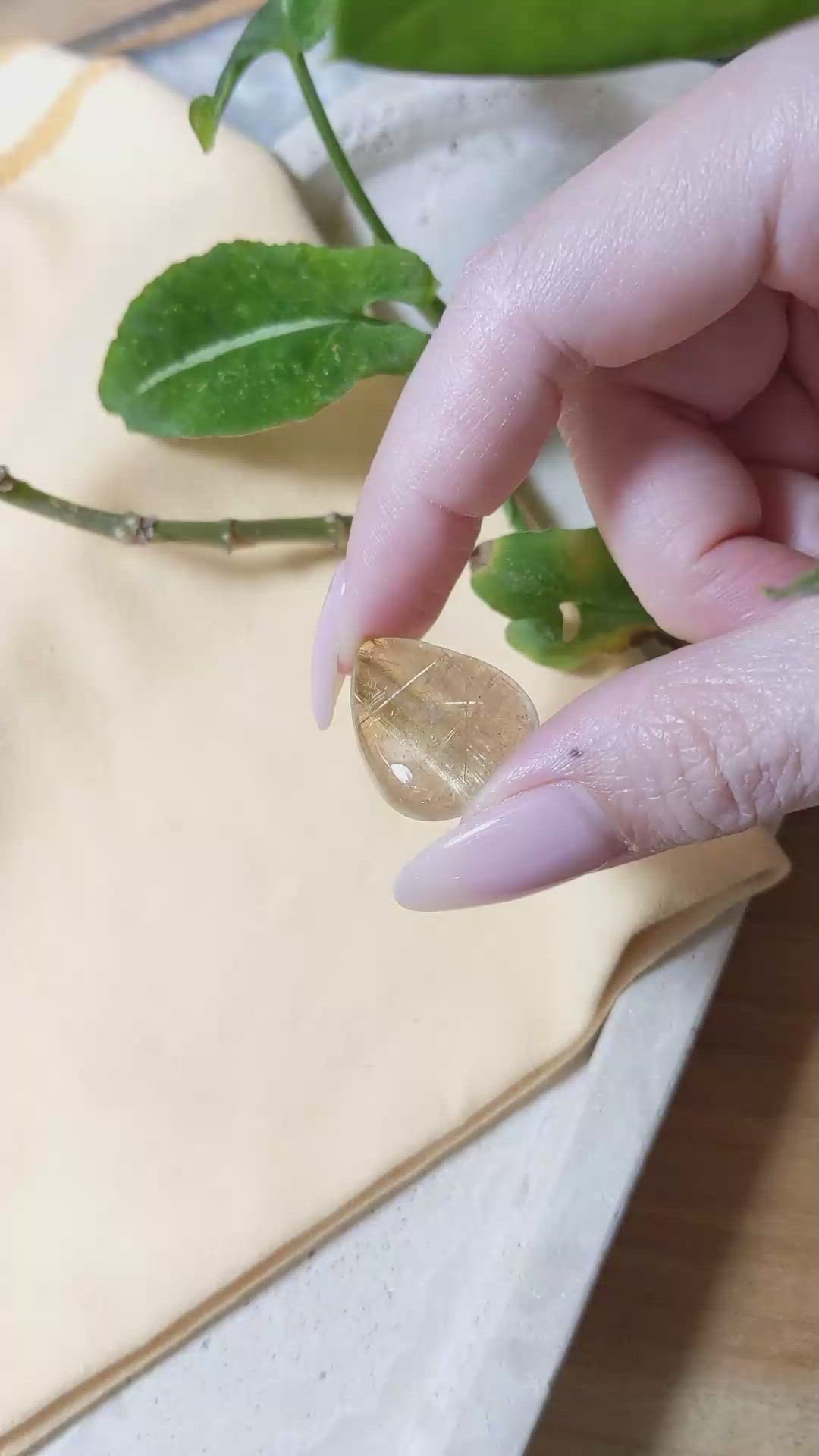 23.84 Ct. Cabochon Rutilated Quartz from Madagascar Size Video