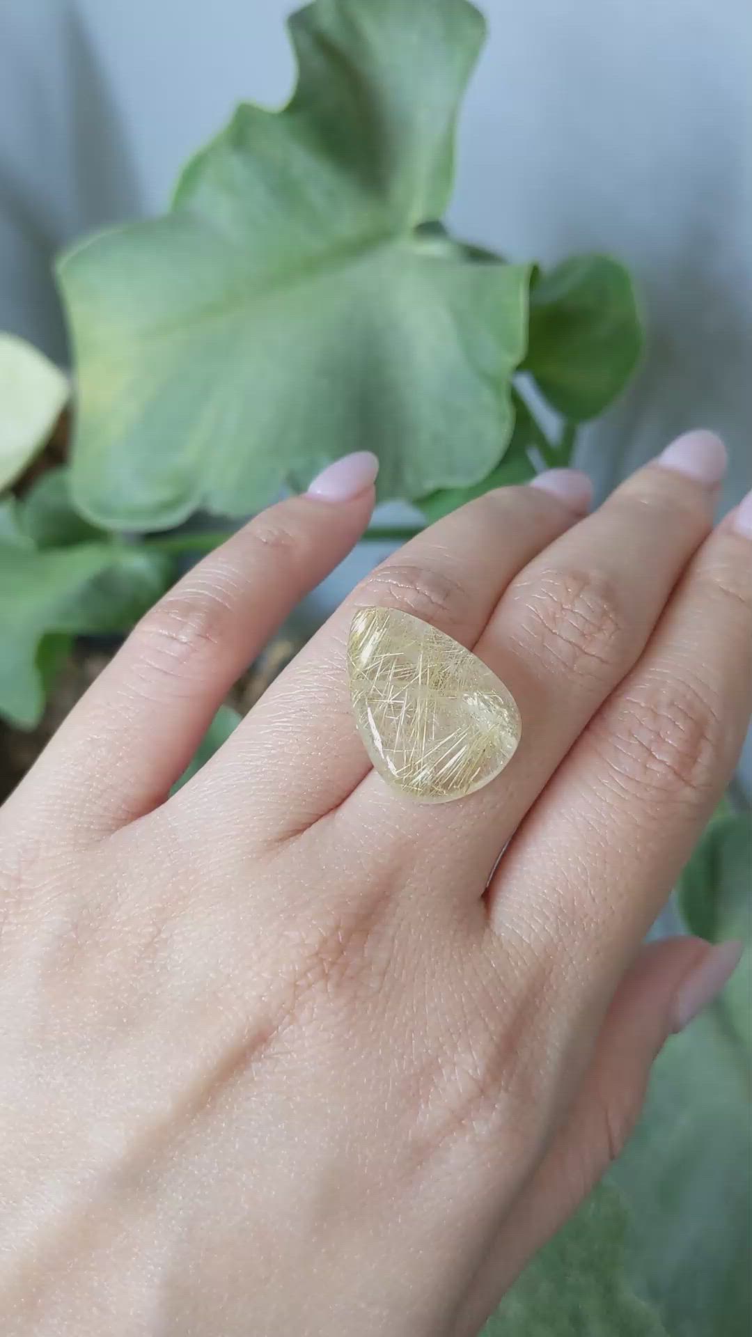 18.31 Ct. Cabochon Rutilated Quartz from Madagascar Size Video