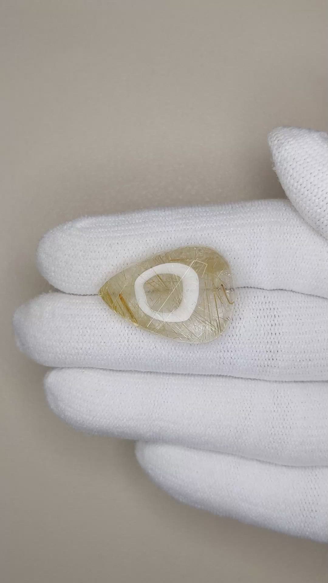 18.31 Ct. Cabochon Rutilated Quartz from Madagascar Size Video