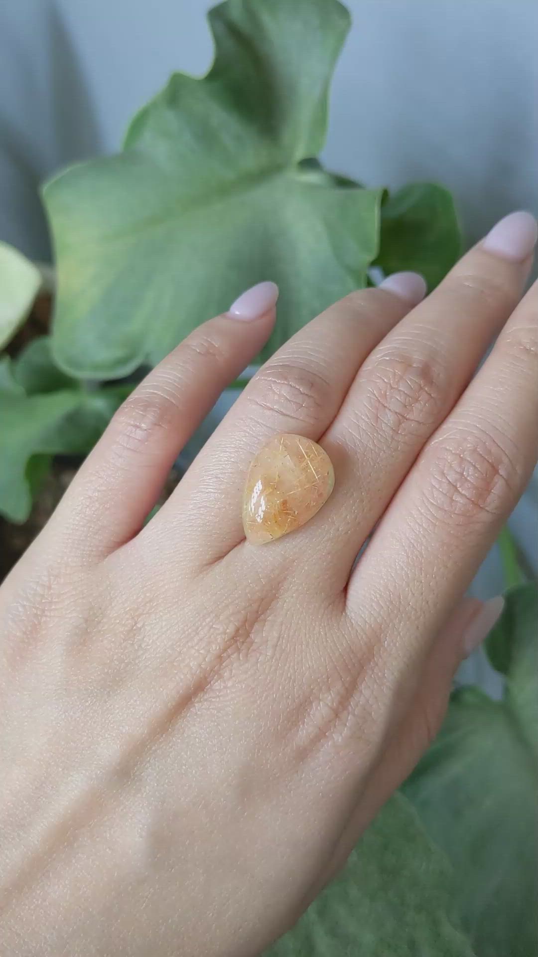 13.39 Ct. Cabochon Rutilated Quartz from Madagascar Size Video