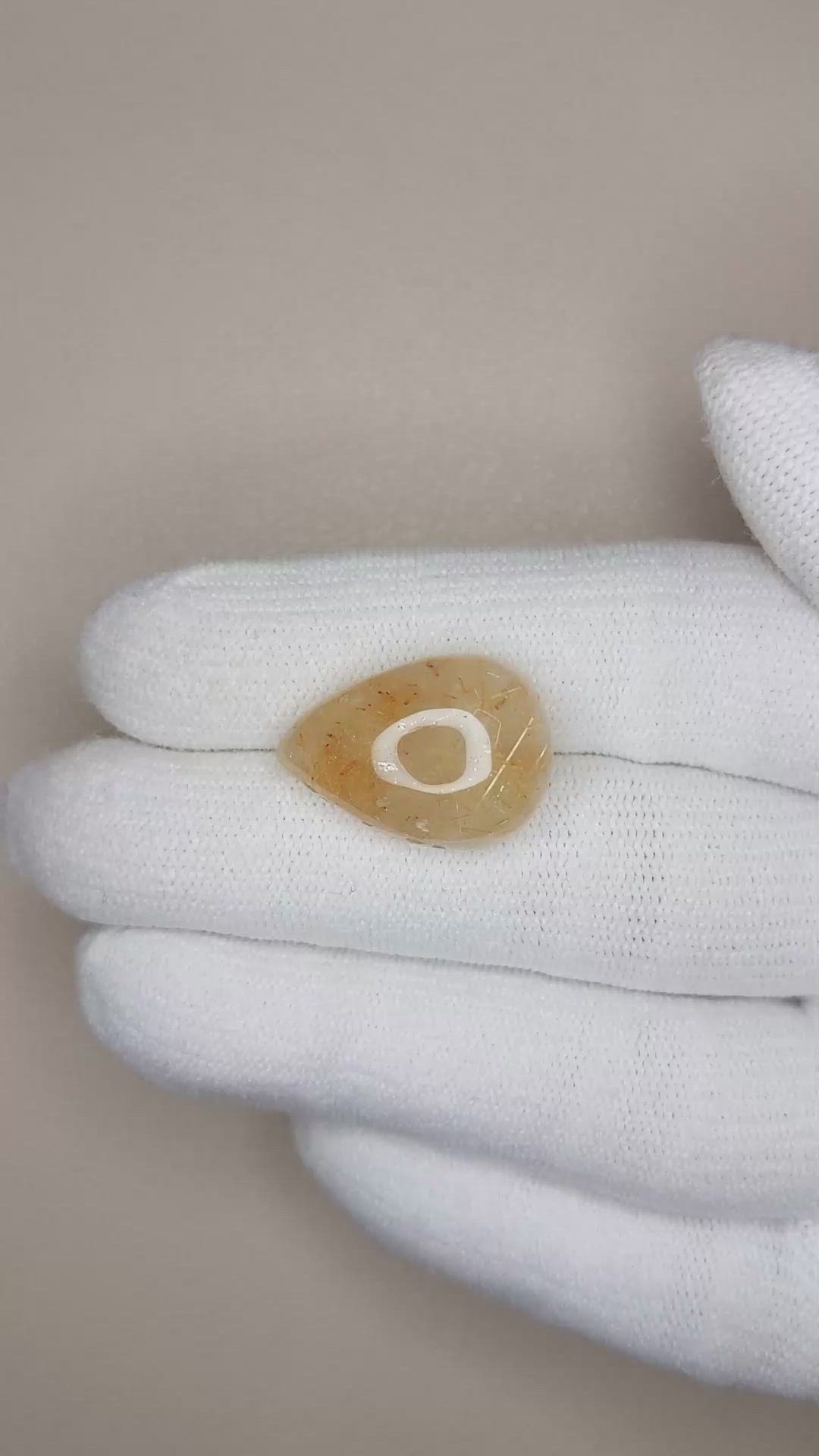 13.39 Ct. Cabochon Rutilated Quartz from Madagascar Size Video