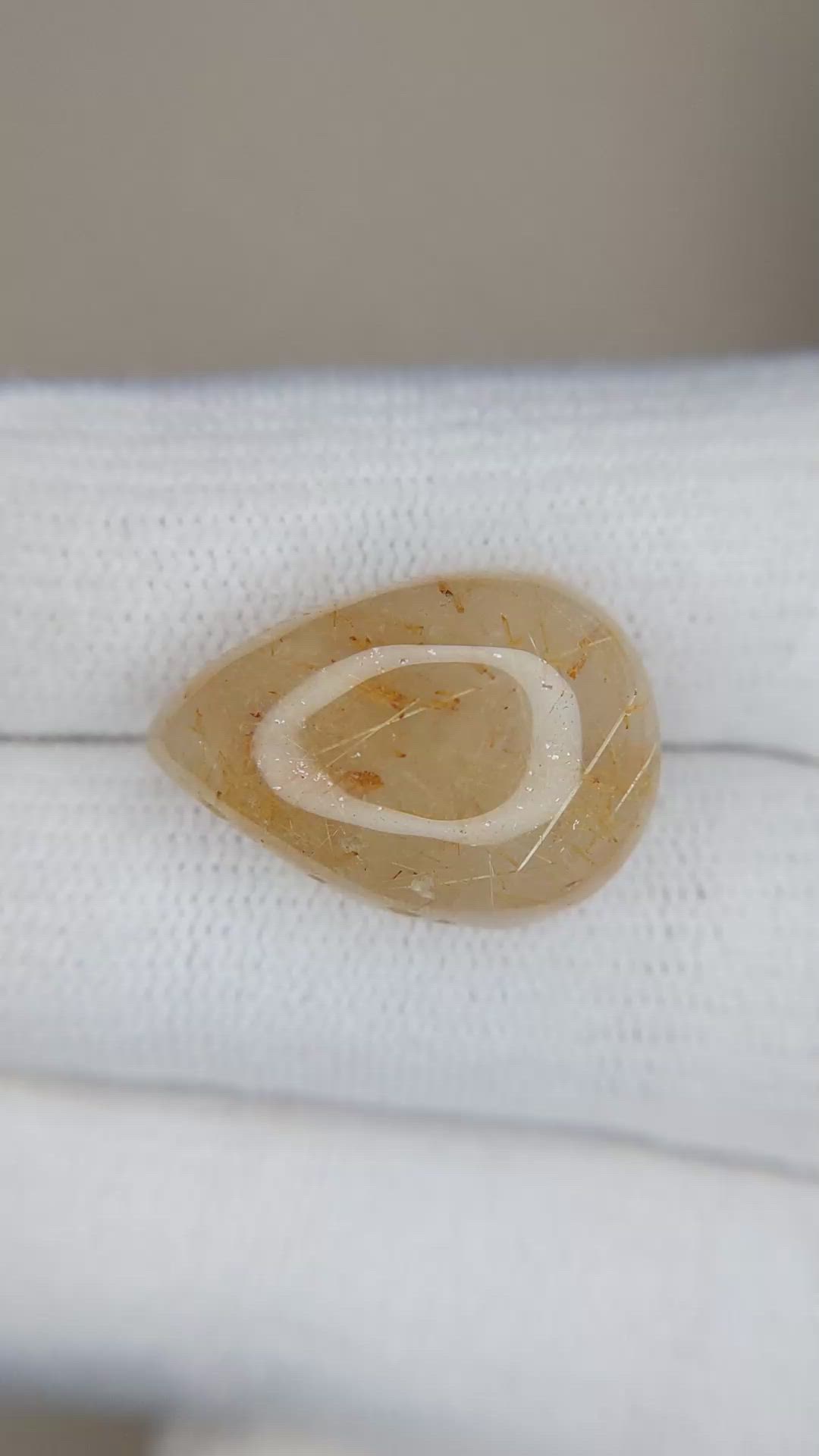 13.39 Ct. Cabochon Rutilated Quartz from Madagascar Size Video