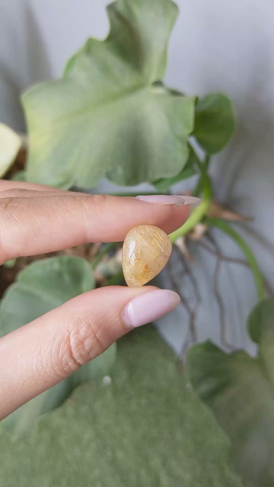 13.39 Ct. Cabochon Rutilated Quartz from Madagascar Size Video