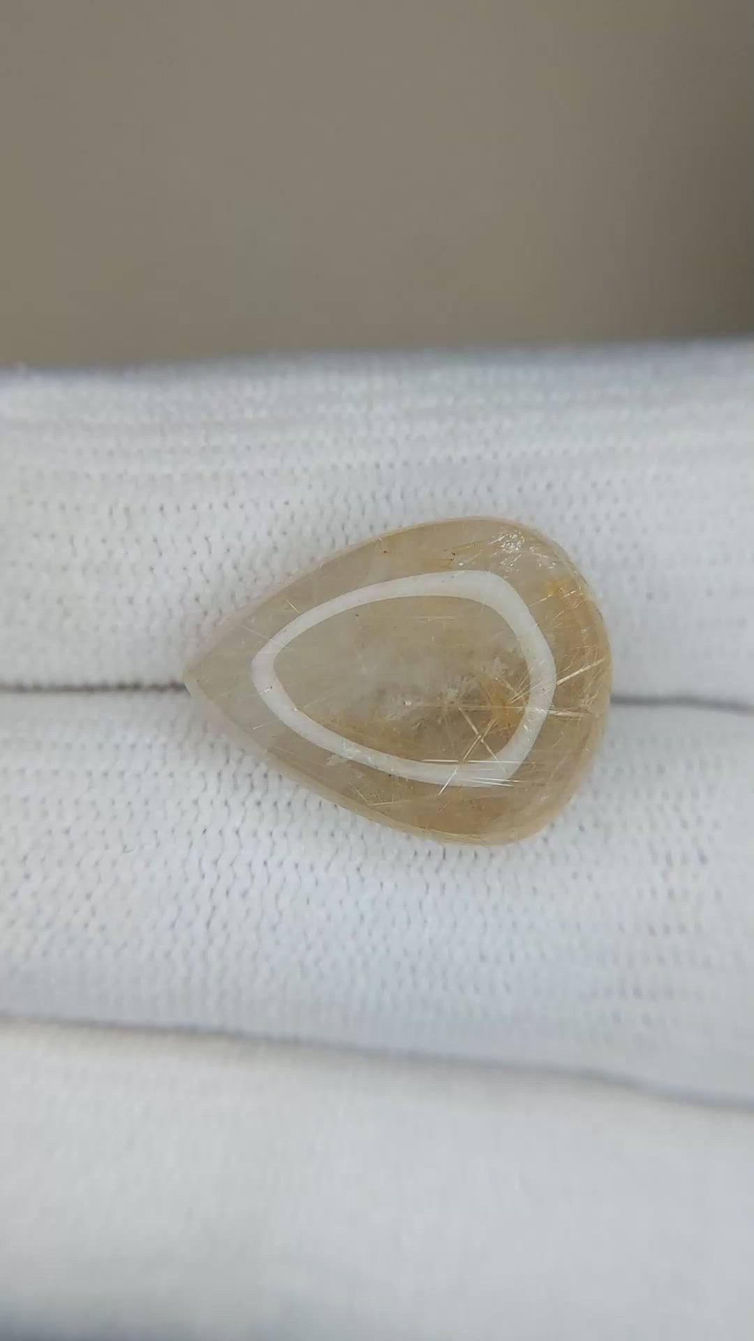 9.31 Ct. Cabochon Rutilated Quartz from Madagascar Size Video
