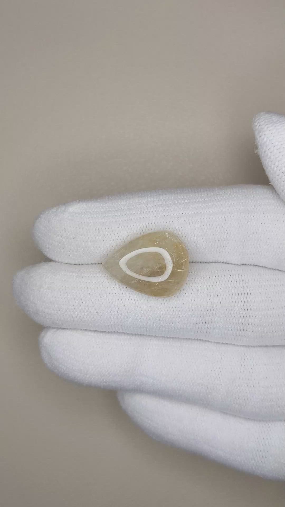 9.31 Ct. Cabochon Rutilated Quartz from Madagascar Size Video