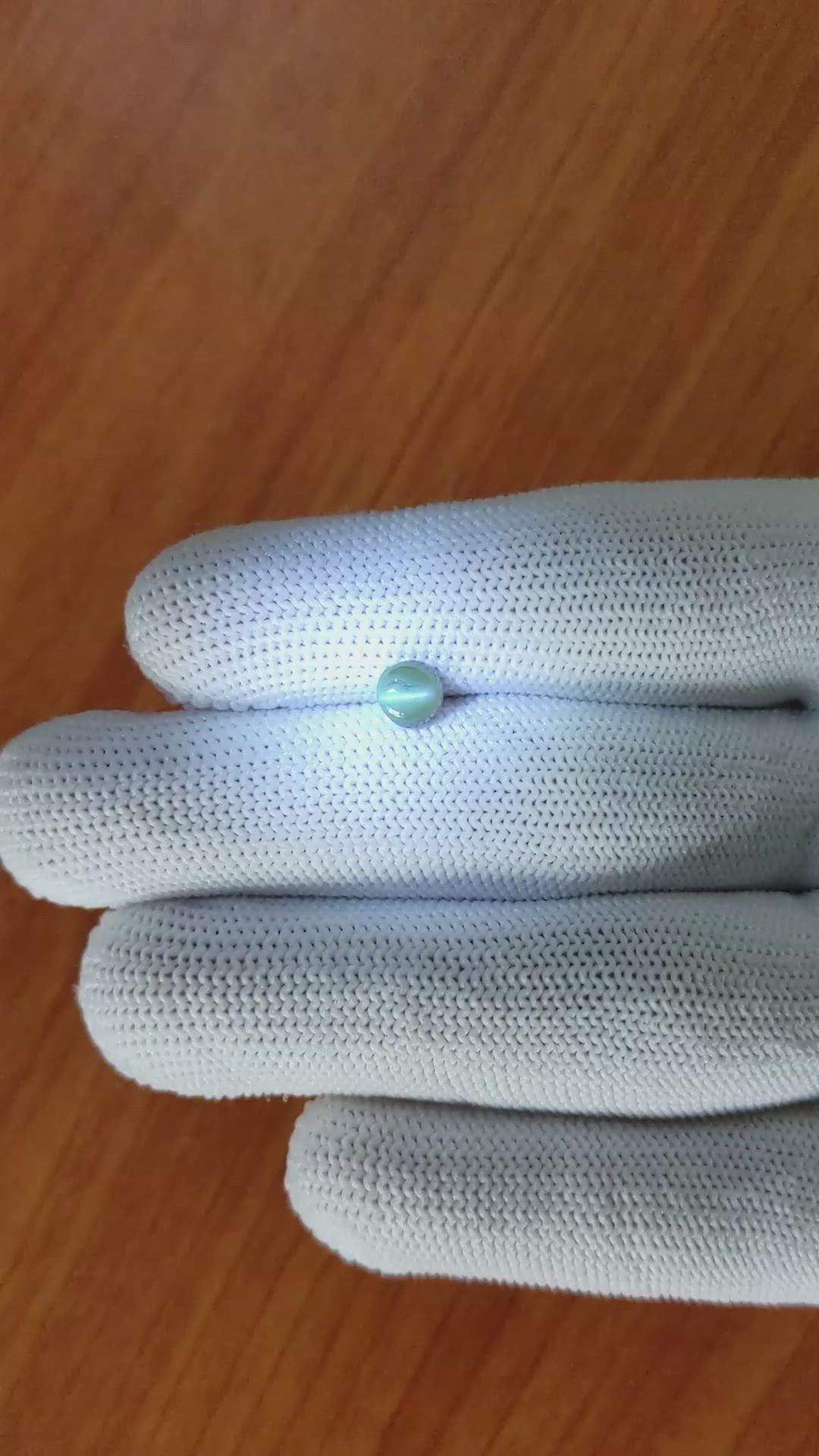 1.16 Ct. Green Cabochon Chrysoberyl from Ceylon (Sri Lanka) Size Video