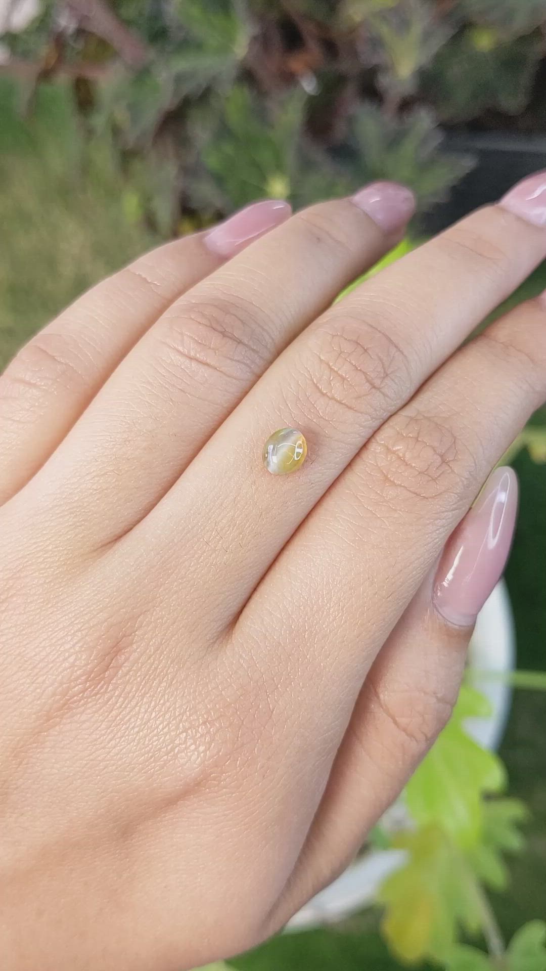 0.99 Ct. Cabochon Chrysoberyl from Ceylon (Sri Lanka) Size Video