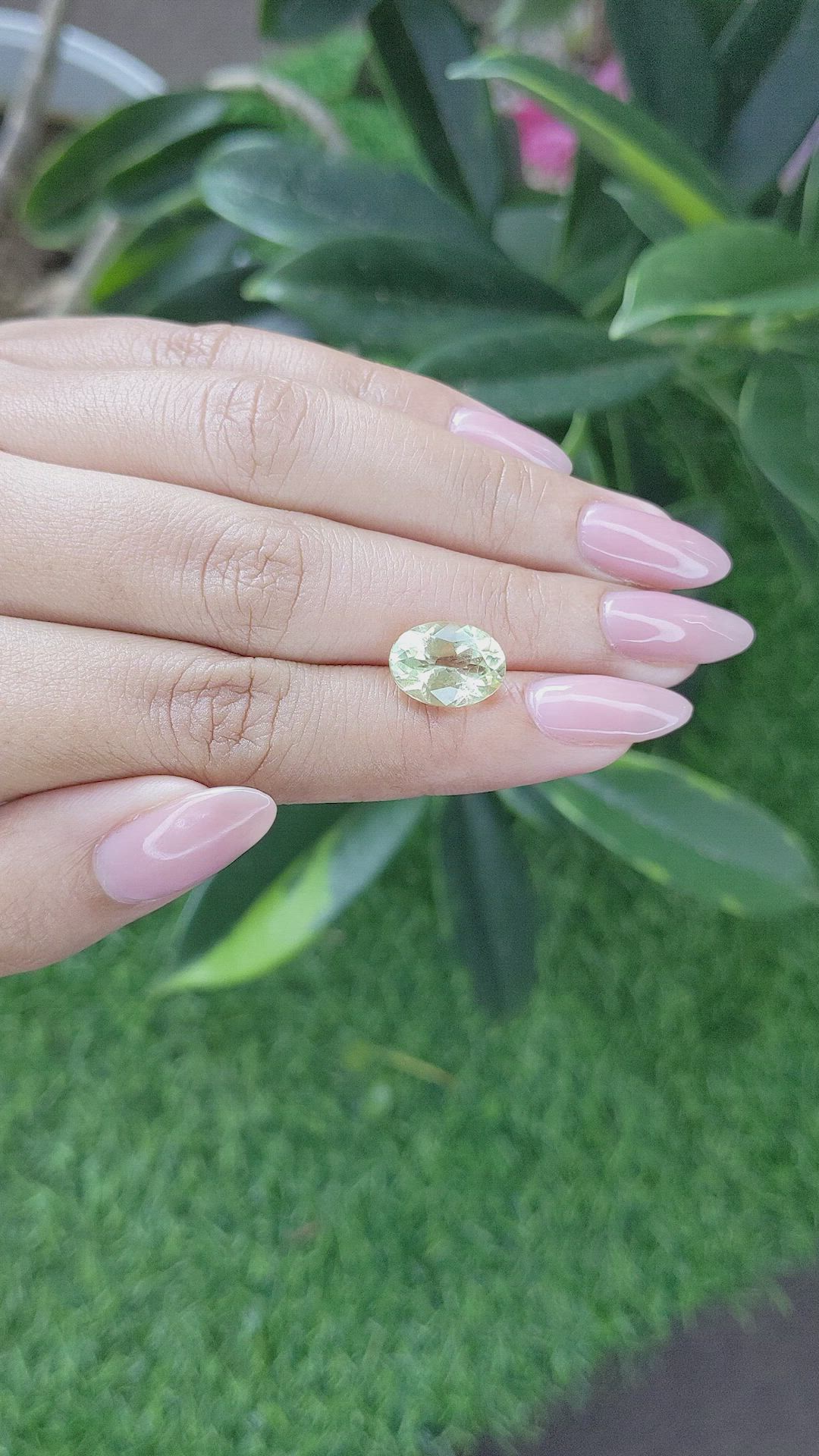 3.43 Ct. Yellowish Green Beryl from Ceylon (Sri Lanka) Size Video