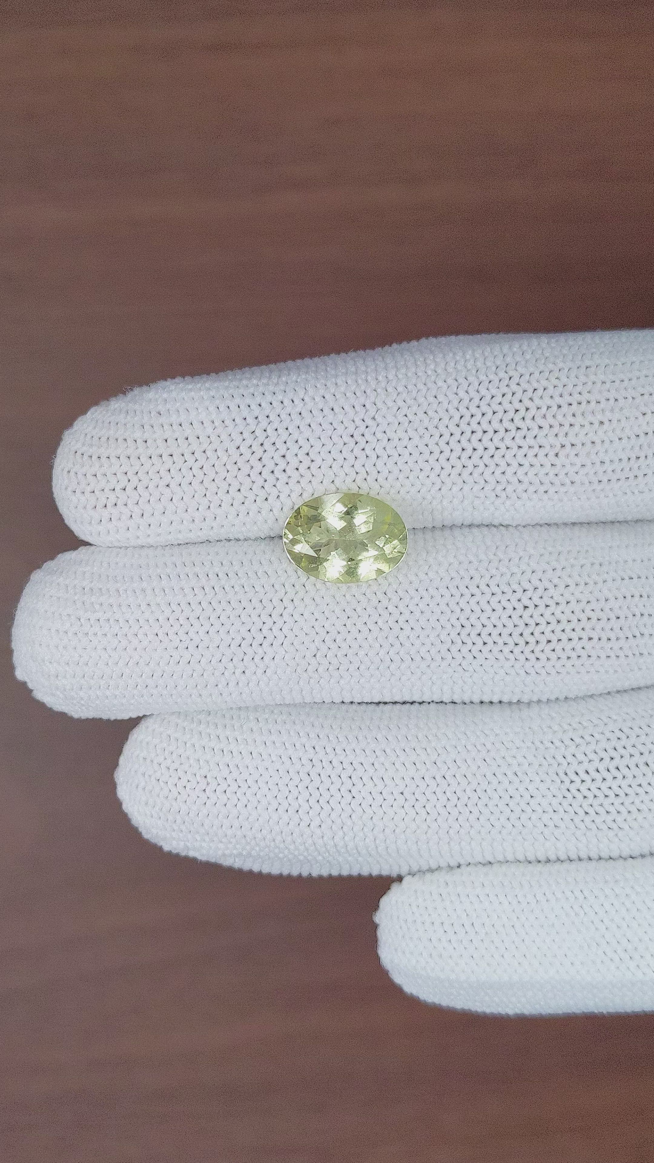 3.43 Ct. Yellowish Green Beryl from Ceylon (Sri Lanka) Size Video