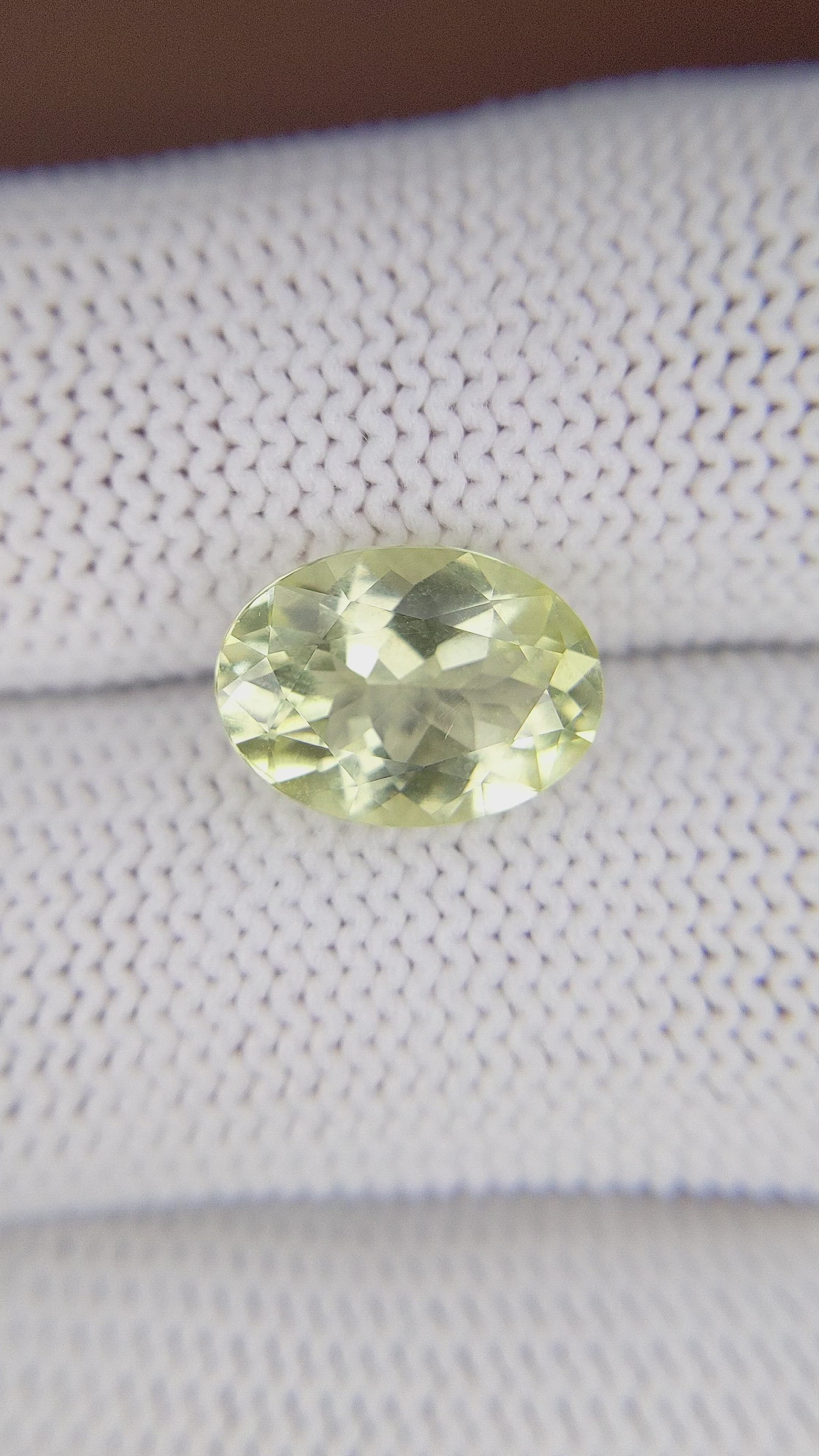 3.43 Ct. Yellowish Green Beryl from Ceylon (Sri Lanka) Size Video