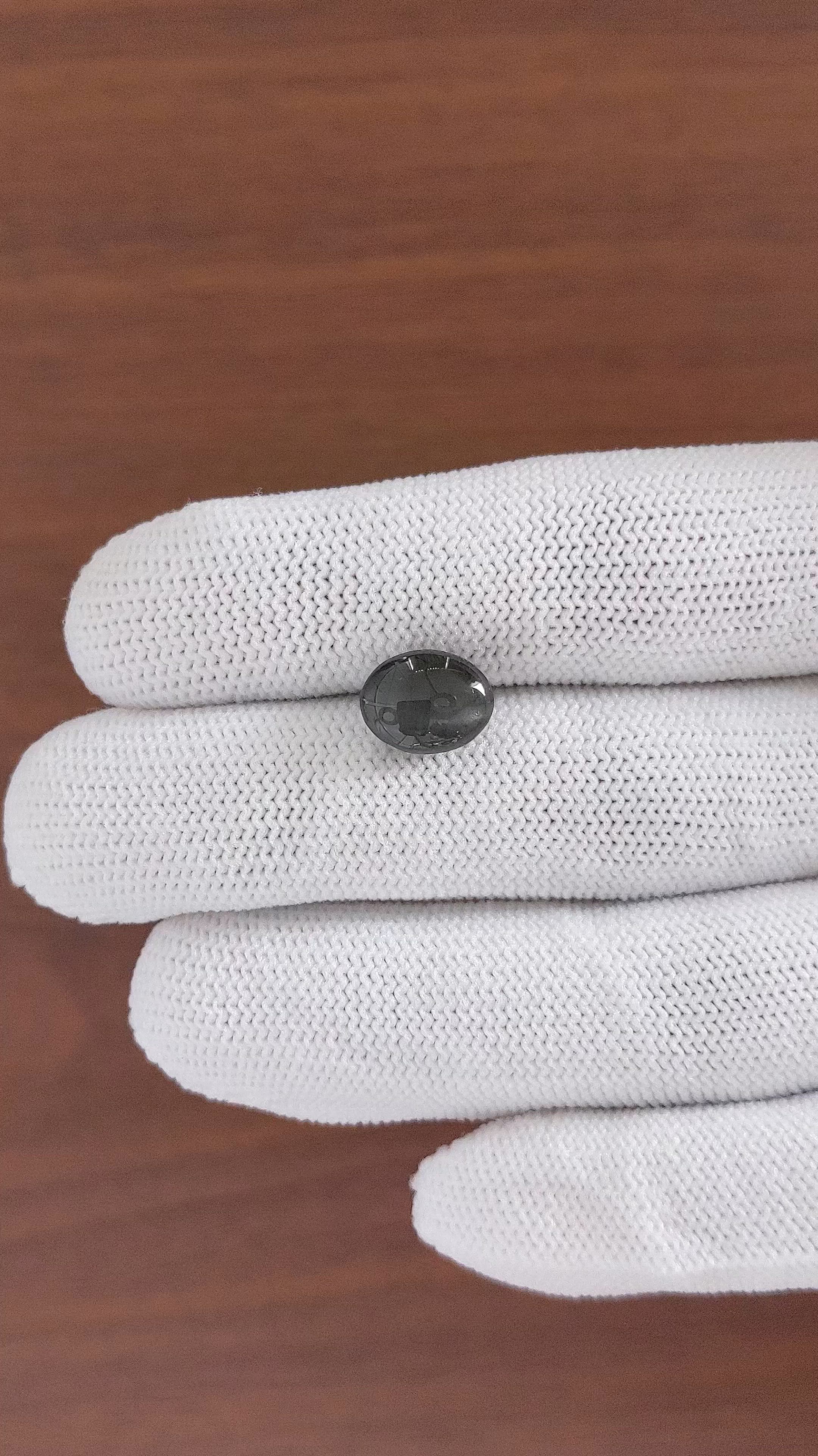 3.82 Ct. Black Cabochon Scapolite from Ceylon (Sri Lanka) Size Video