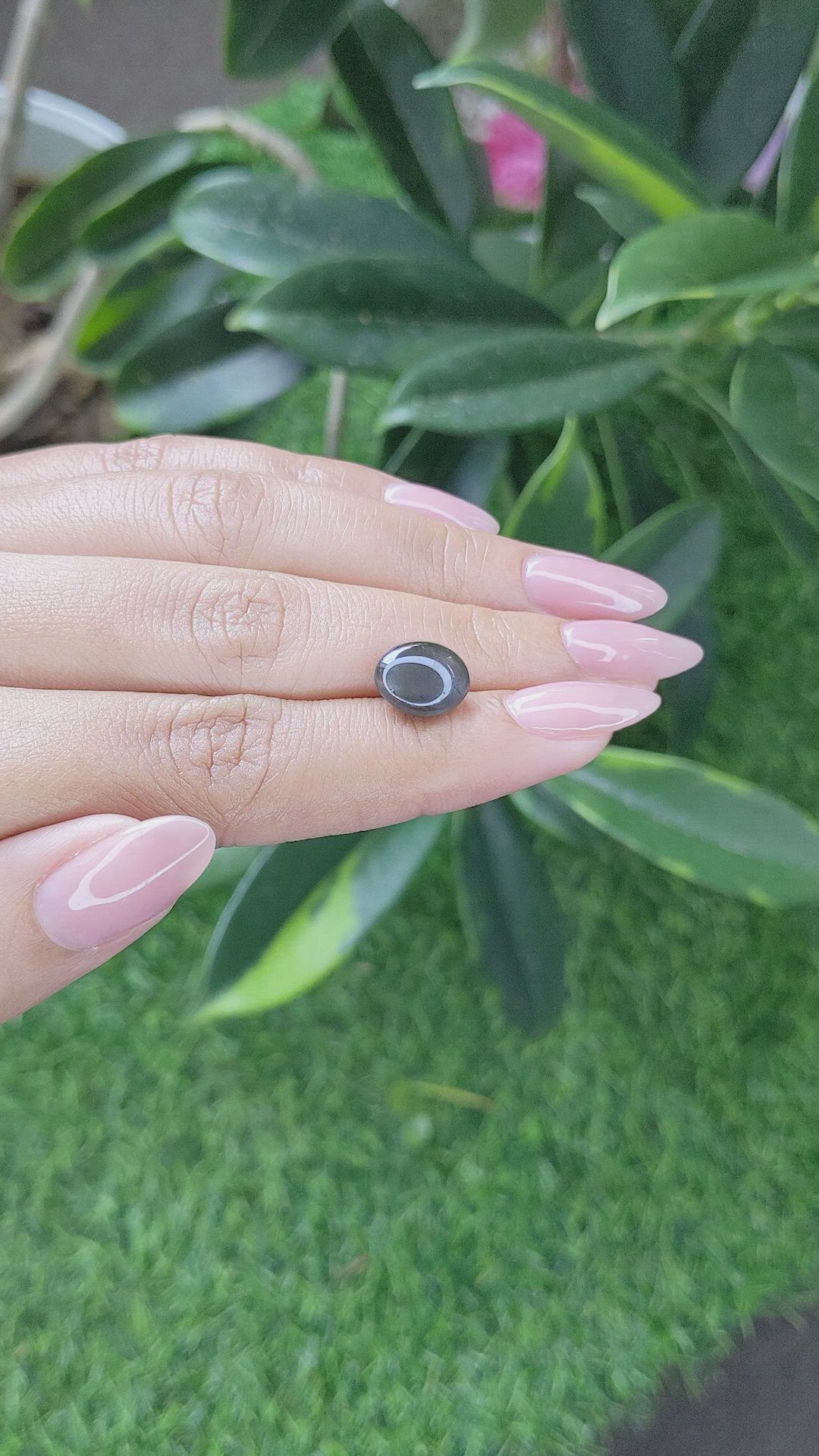 3.82 Ct. Black Cabochon Scapolite from Ceylon (Sri Lanka) Size Video