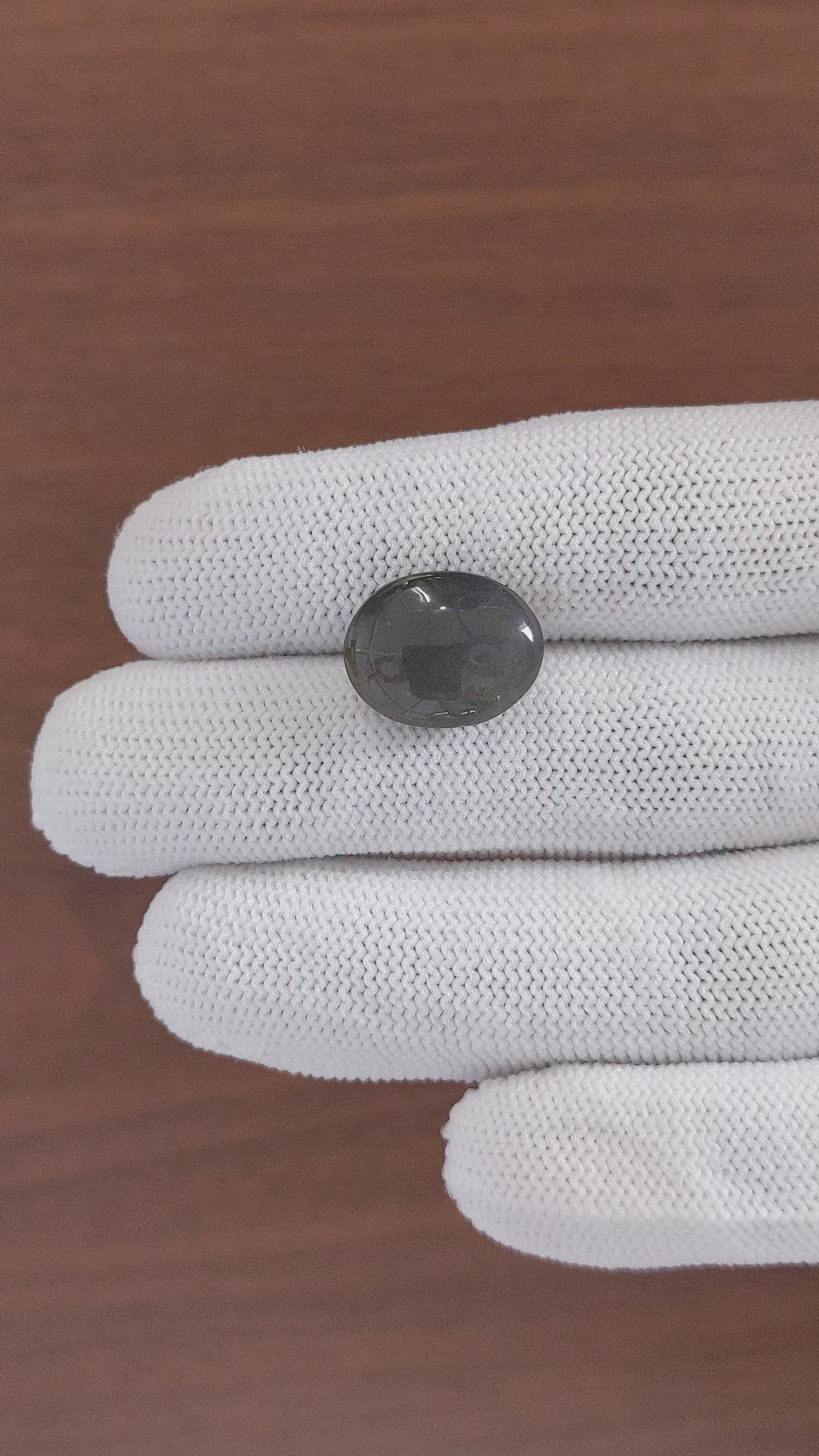 9.31 Ct. Grey Cabochon Moonstone from Ceylon (Sri Lanka) Size Video