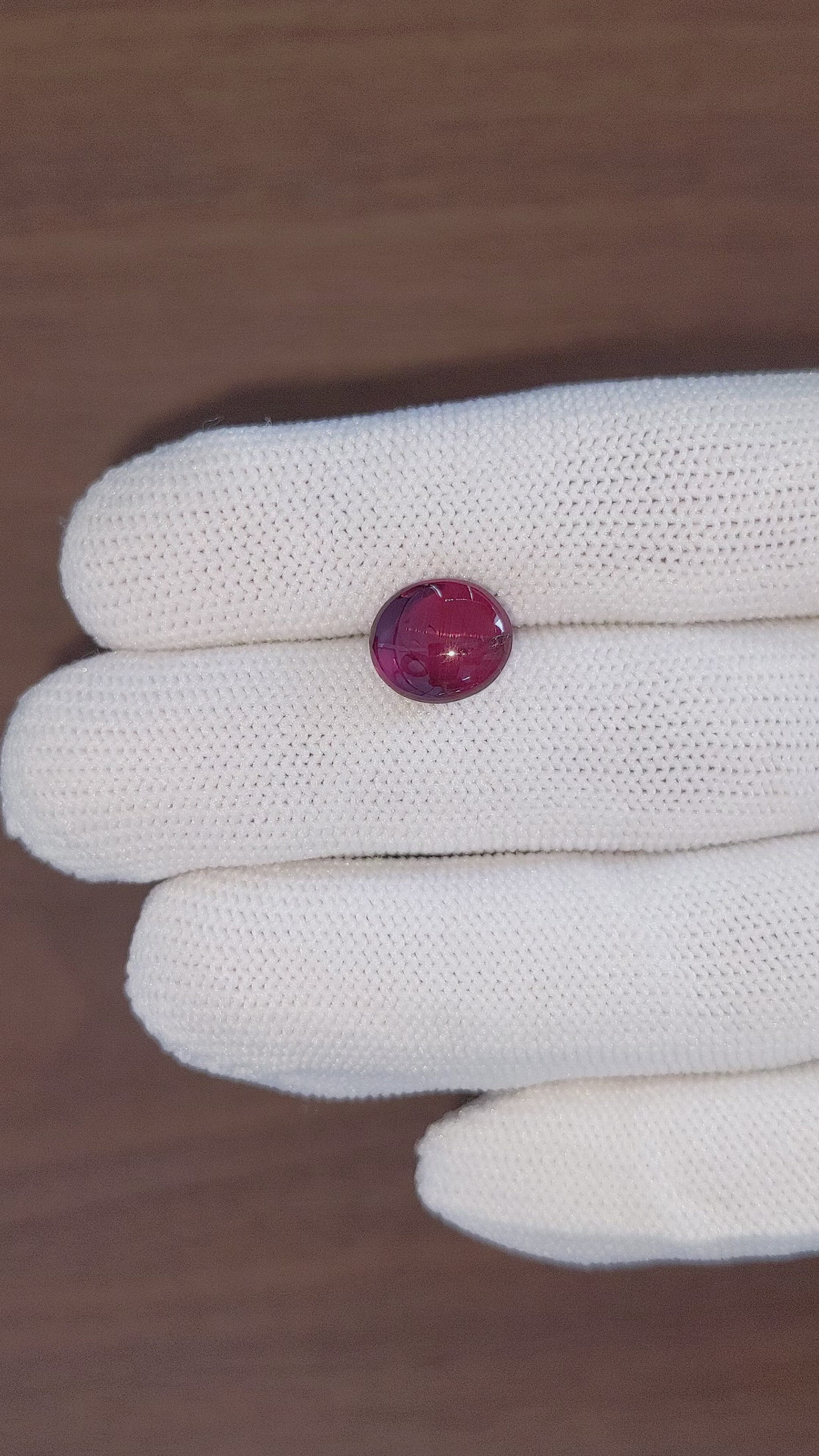 6.53 Ct. Pinkish Red Cabochon Garnet from Ceylon (Sri Lanka) Size Video