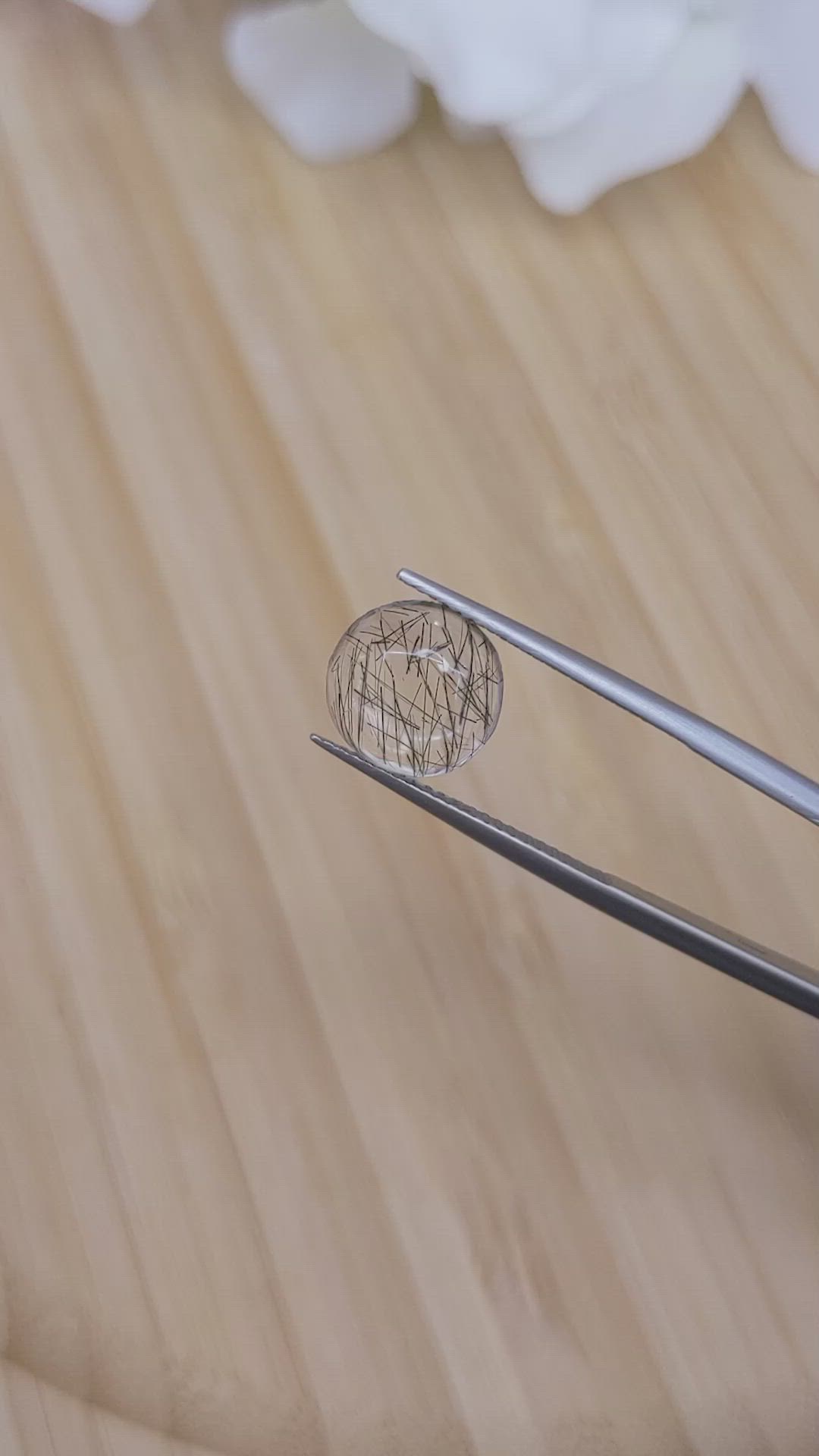 2.78 Ct. Cabochon Rutilated Quartz from Ceylon (Sri Lanka) Size Video