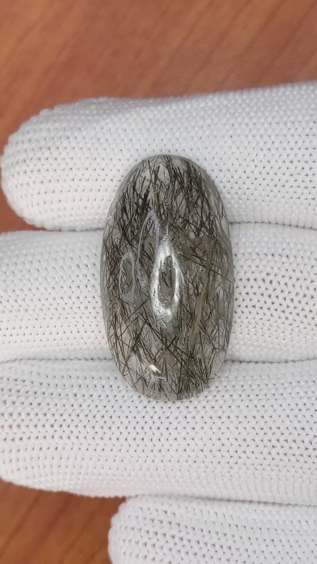 25.94 Ct. Cabochon Rutilated Quartz from Ceylon (Sri Lanka) Size Video