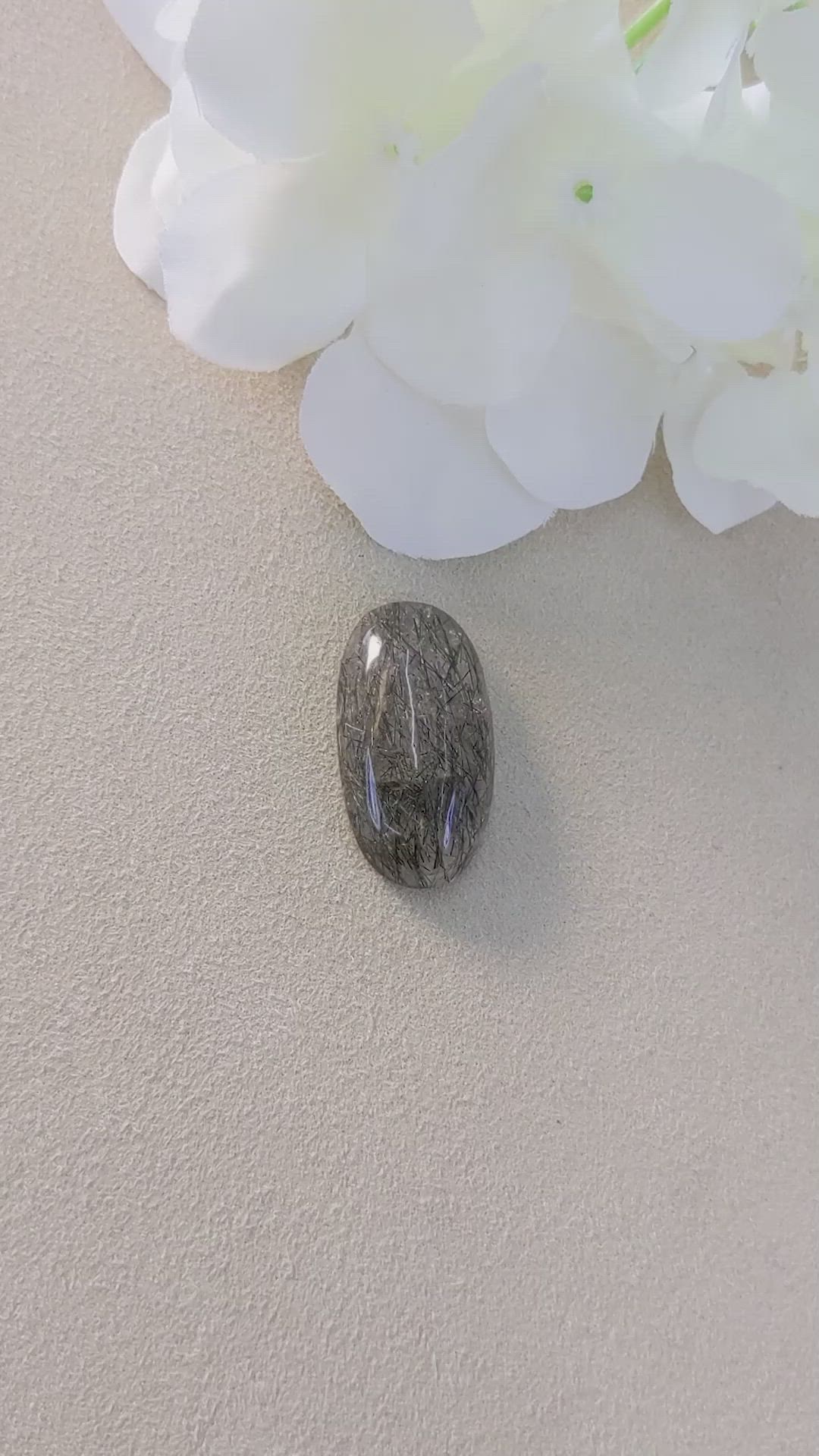 25.94 Ct. Cabochon Rutilated Quartz from Ceylon (Sri Lanka) Size Video