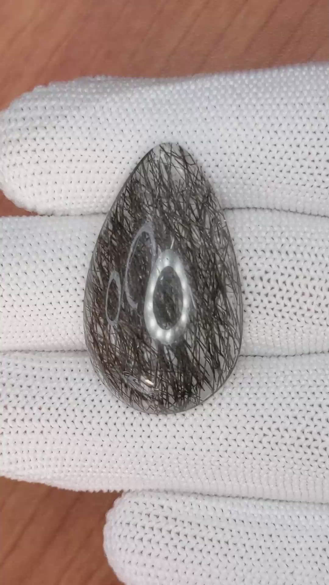 27.78 Ct. Cabochon Rutilated Quartz from Ceylon (Sri Lanka) Size Video