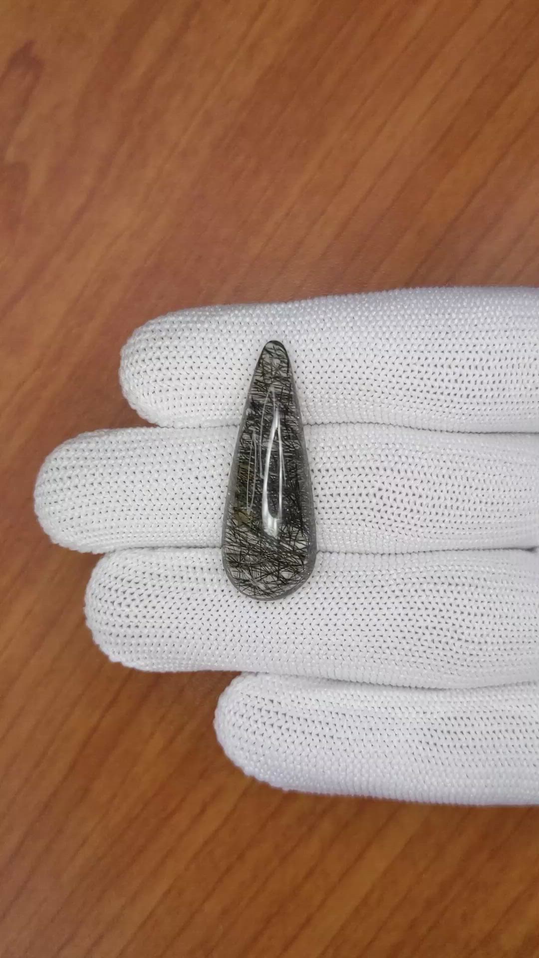 17.07 Ct. Cabochon Rutilated Quartz from Ceylon (Sri Lanka) Size Video