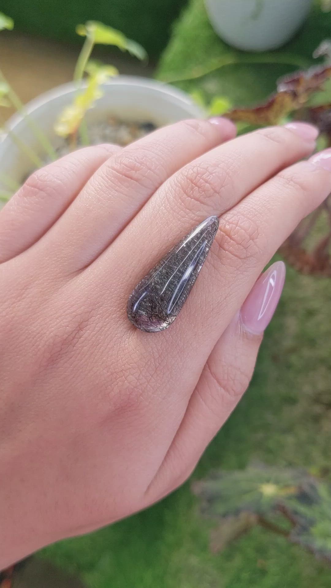 17.07 Ct. Cabochon Rutilated Quartz from Ceylon (Sri Lanka) Size Video