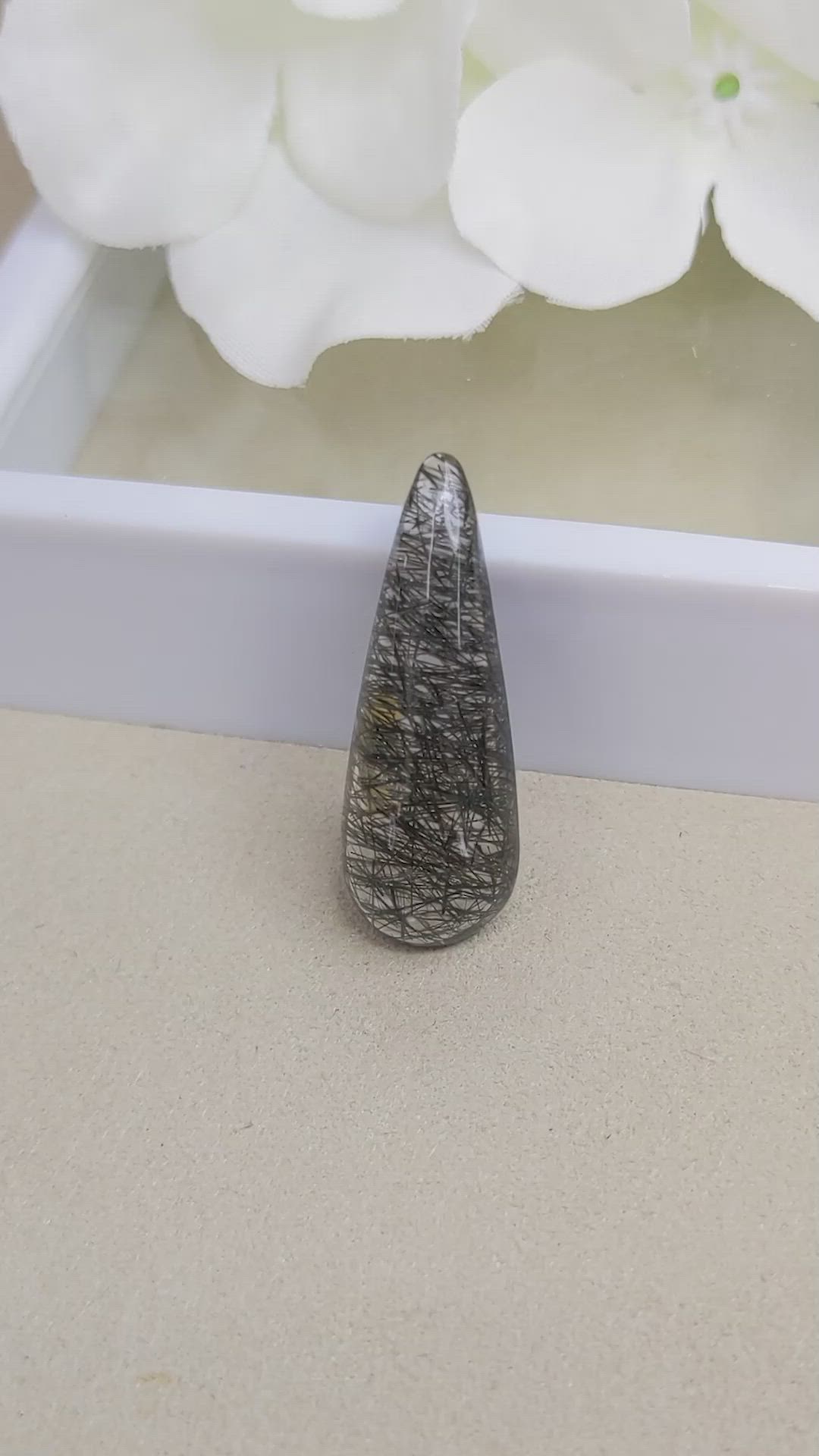 17.07 Ct. Cabochon Rutilated Quartz from Ceylon (Sri Lanka) Size Video