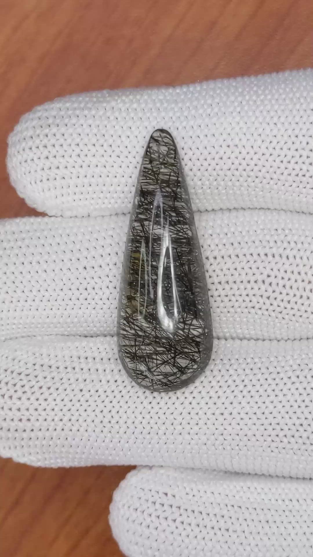 17.07 Ct. Cabochon Rutilated Quartz from Ceylon (Sri Lanka) Size Video