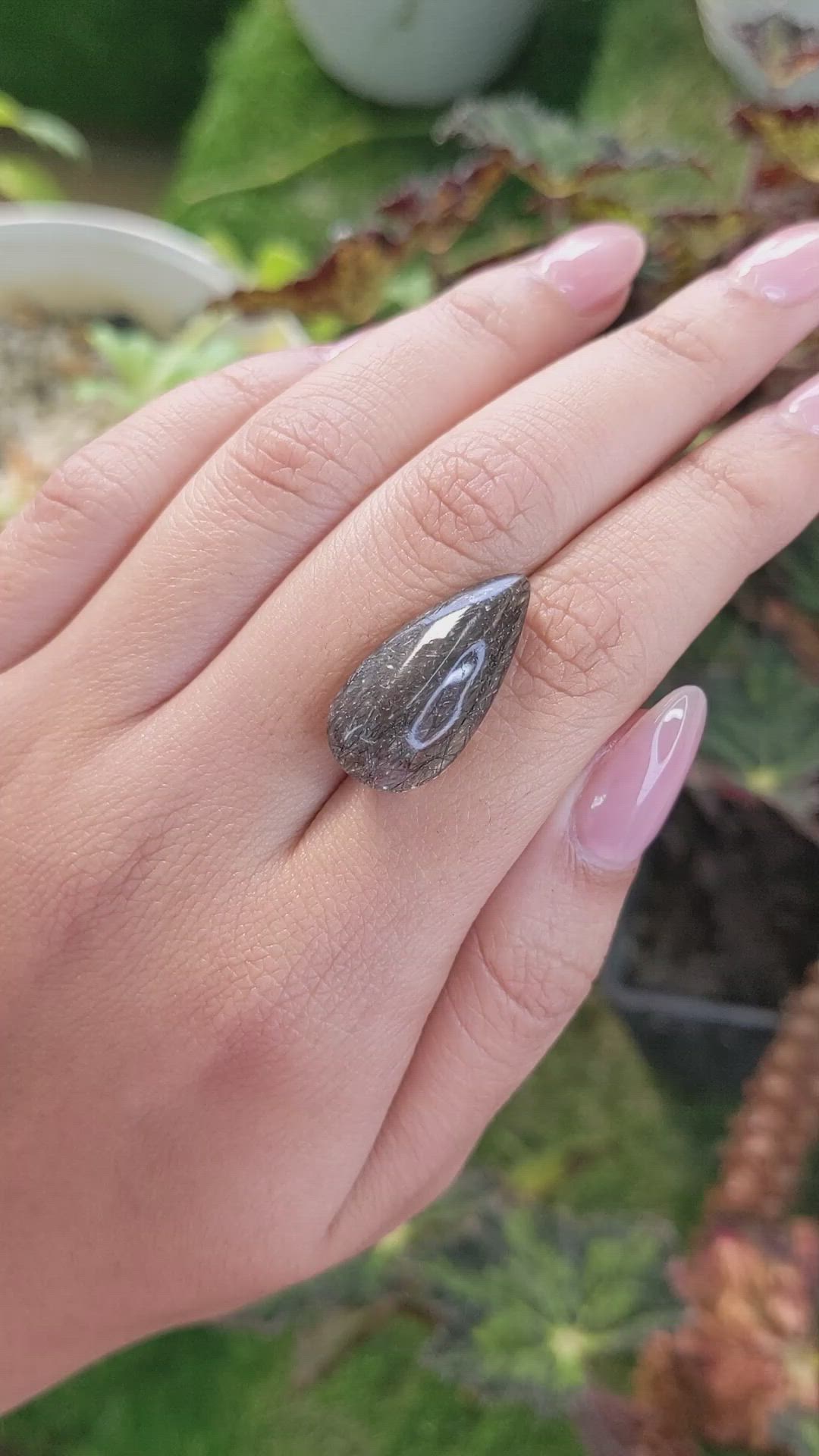 16.29 Ct. Cabochon Rutilated Quartz from Ceylon (Sri Lanka) Size Video