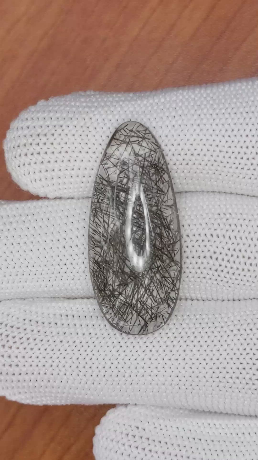 18.63 Ct. Cabochon Rutilated Quartz from Ceylon (Sri Lanka) Size Video