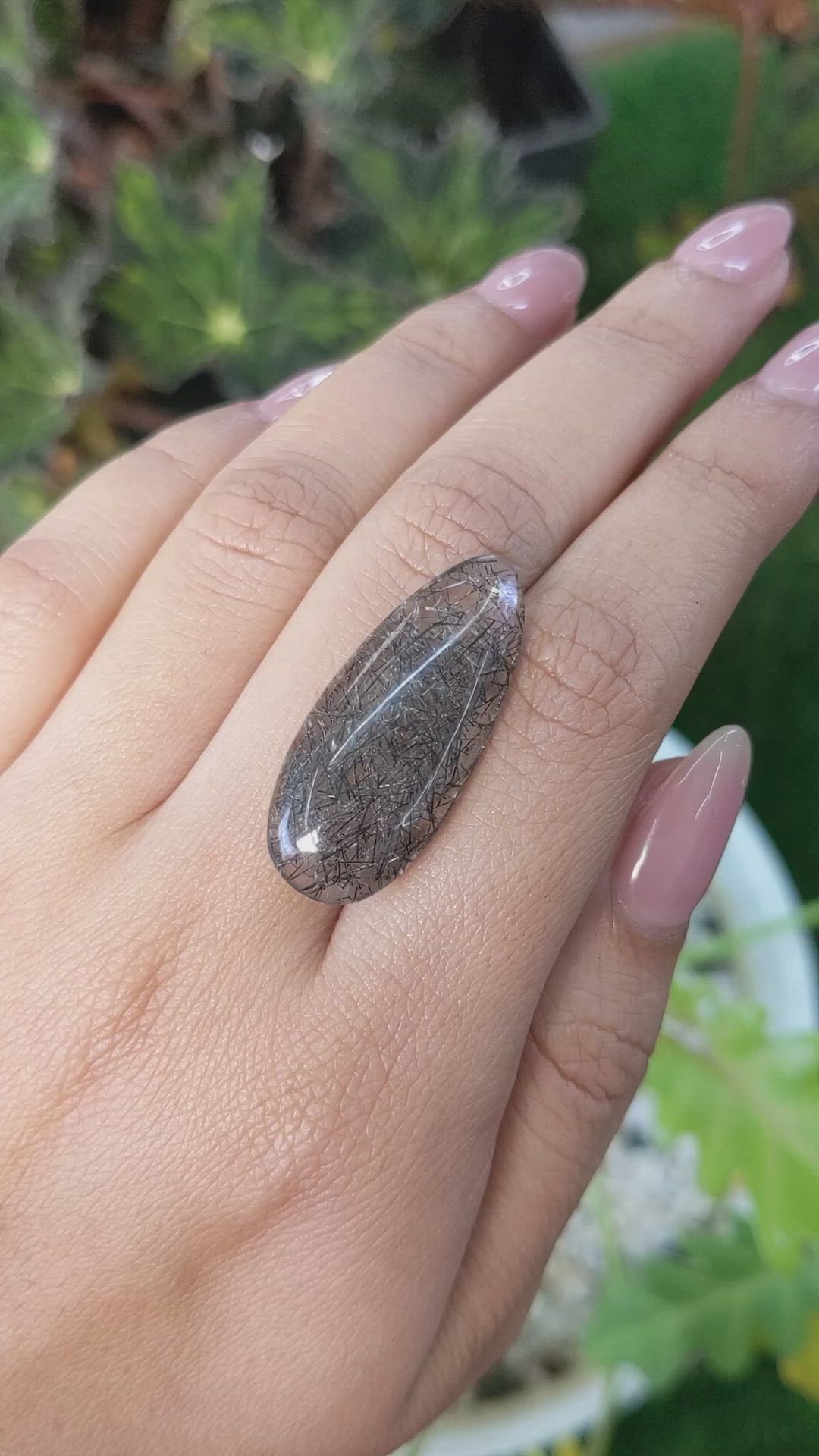 18.63 Ct. Cabochon Rutilated Quartz from Ceylon (Sri Lanka) Size Video