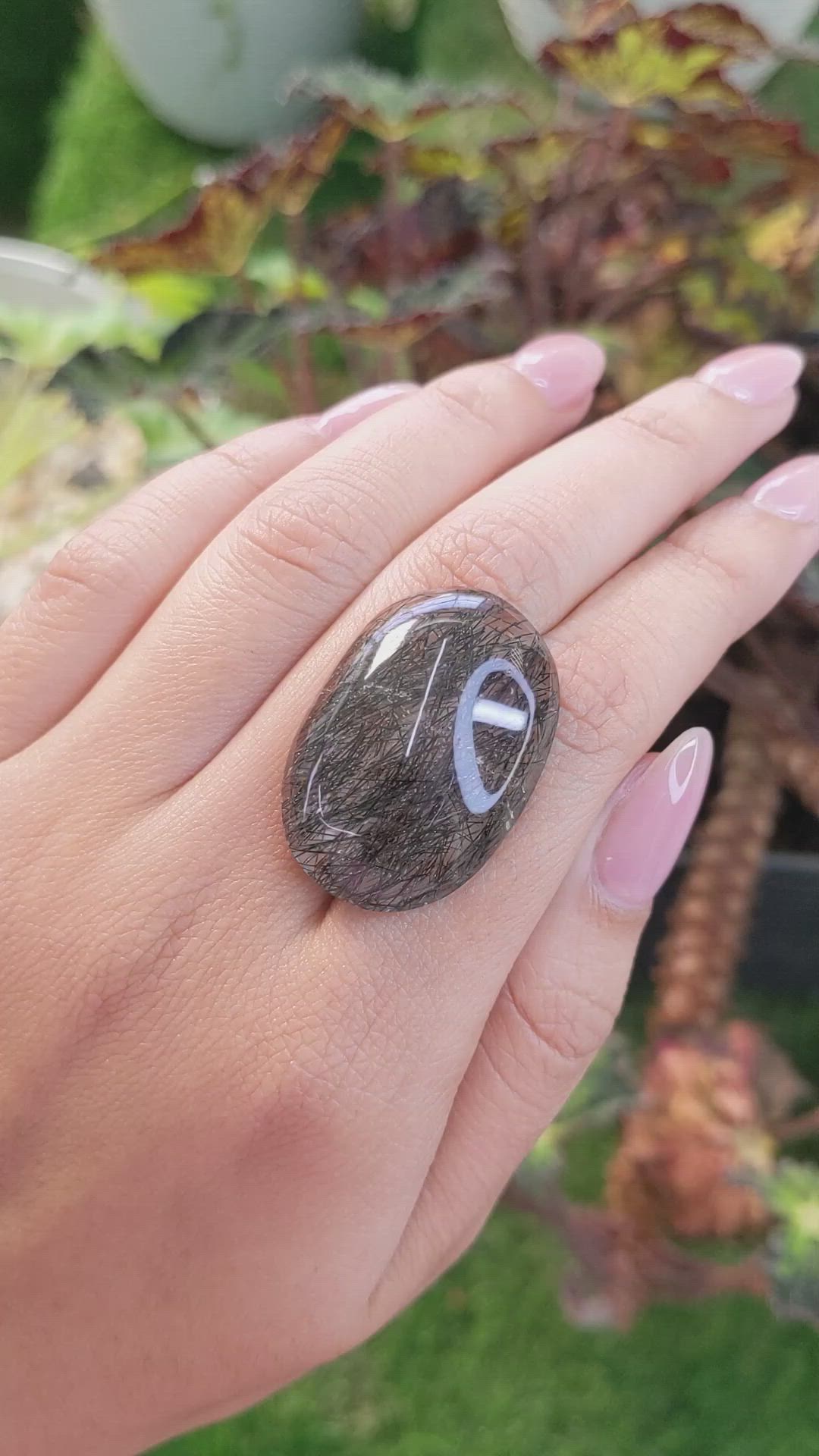 41.03 Ct. Cabochon Rutilated Quartz from Ceylon (Sri Lanka) Size Video