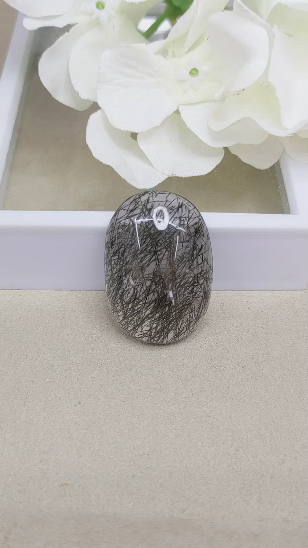 41.03 Ct. Cabochon Rutilated Quartz from Ceylon (Sri Lanka) Size Video