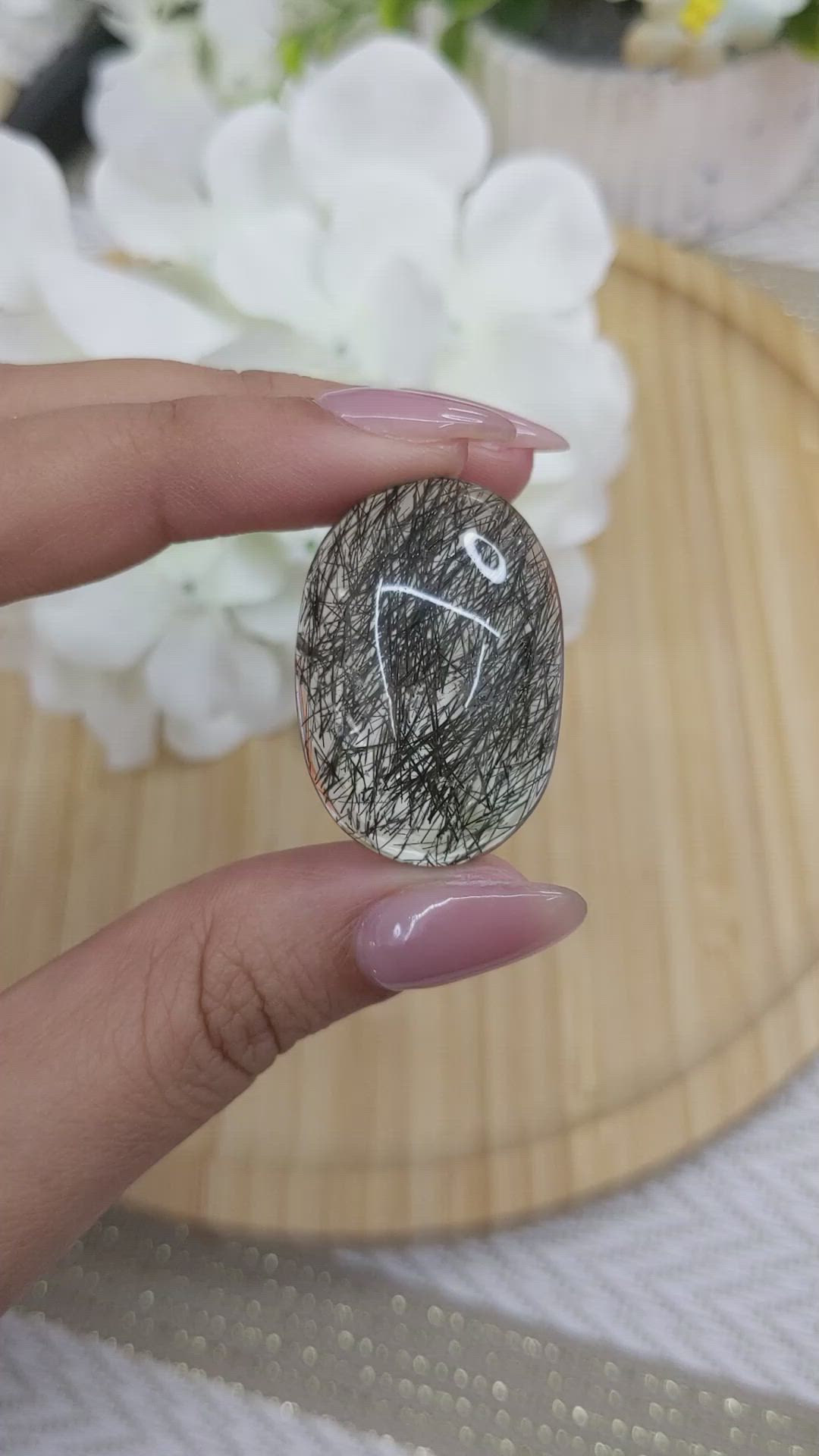 41.03 Ct. Cabochon Rutilated Quartz from Ceylon (Sri Lanka) Size Video