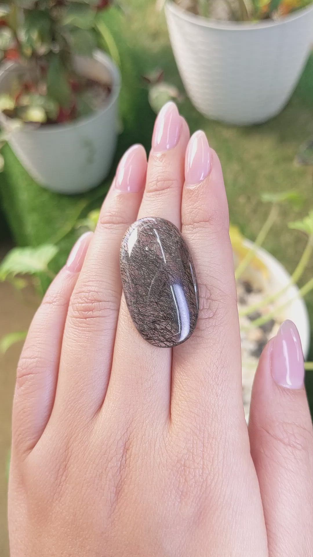 63.71 Ct. Cabochon Rutilated Quartz from Ceylon (Sri Lanka) Size Video