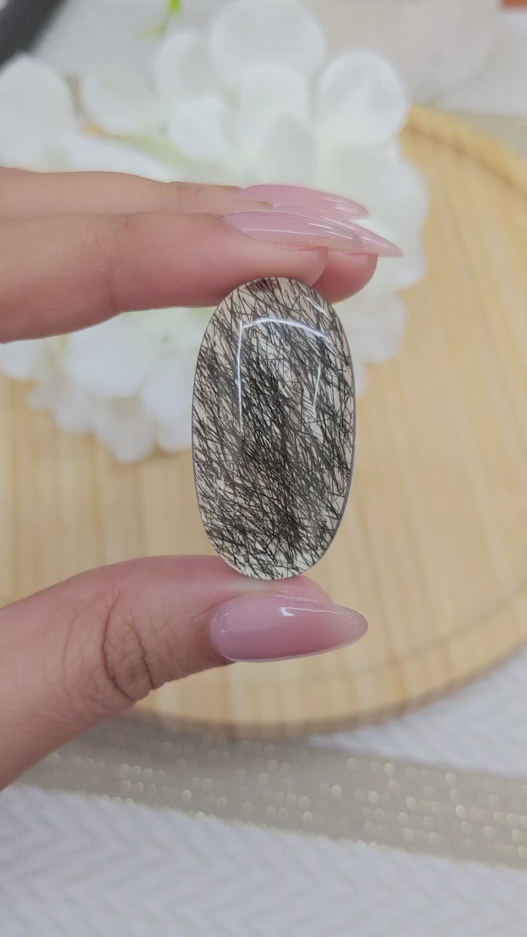 63.71 Ct. Cabochon Rutilated Quartz from Ceylon (Sri Lanka) Size Video