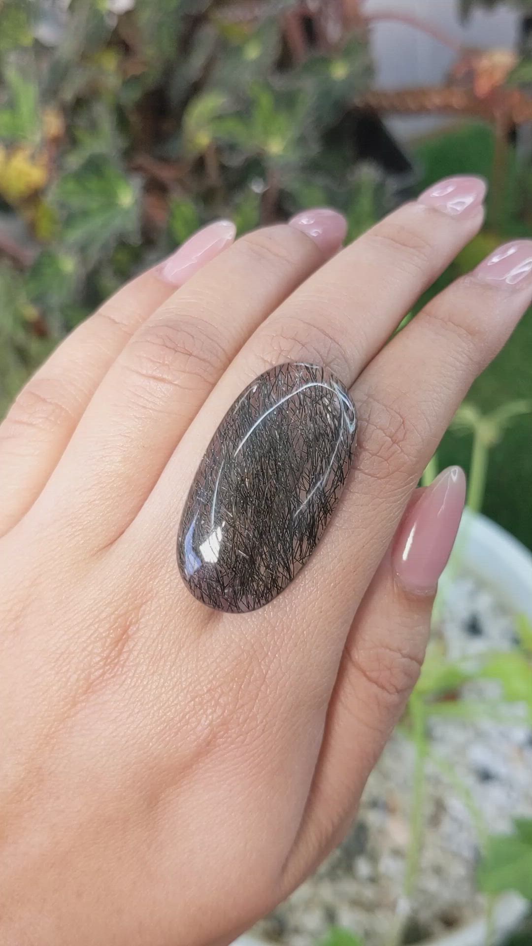 63.71 Ct. Cabochon Rutilated Quartz from Ceylon (Sri Lanka) Size Video