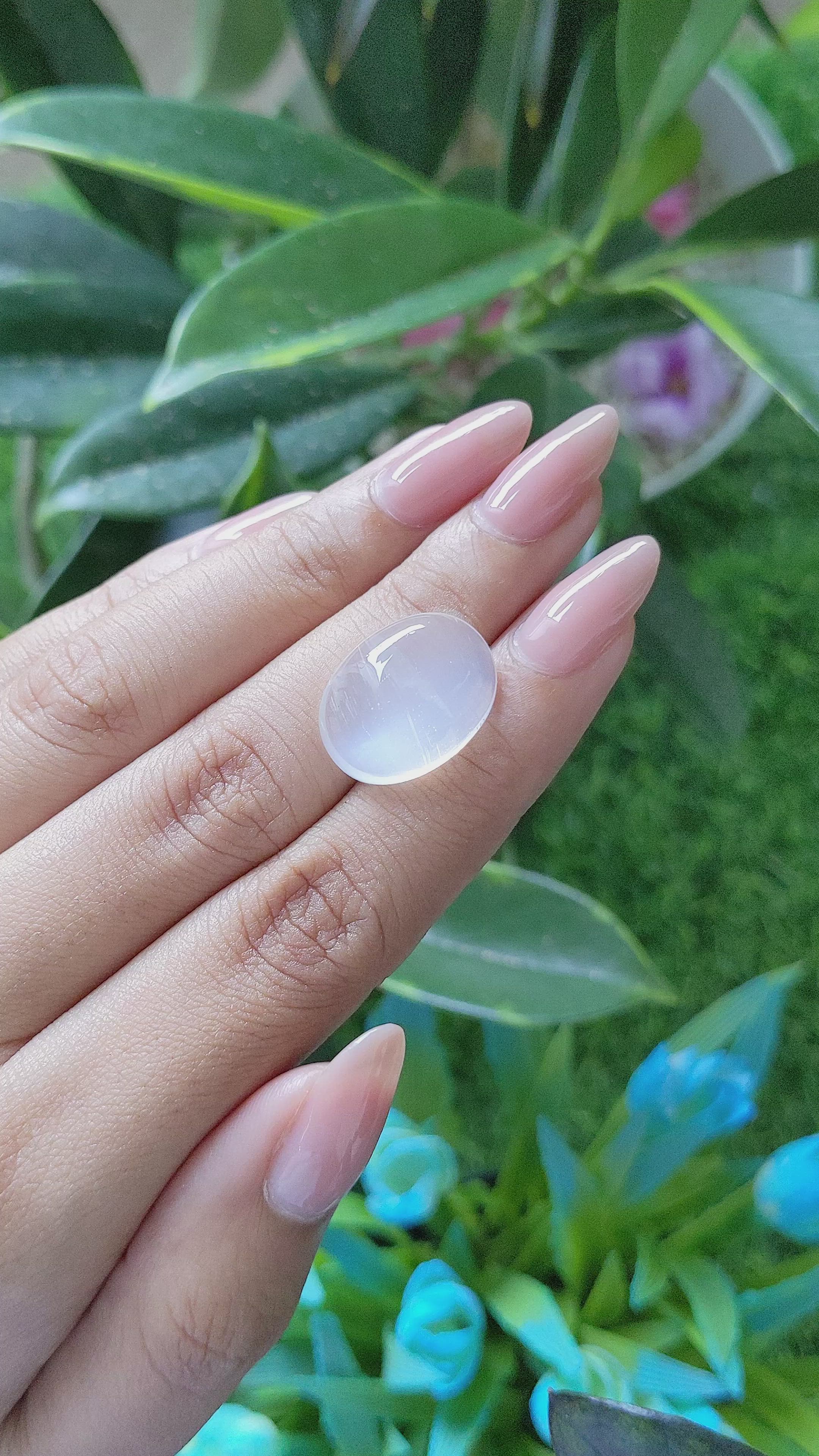 12.09 Ct. White Cabochon Moonstone from Ceylon (Sri Lanka) Size Video