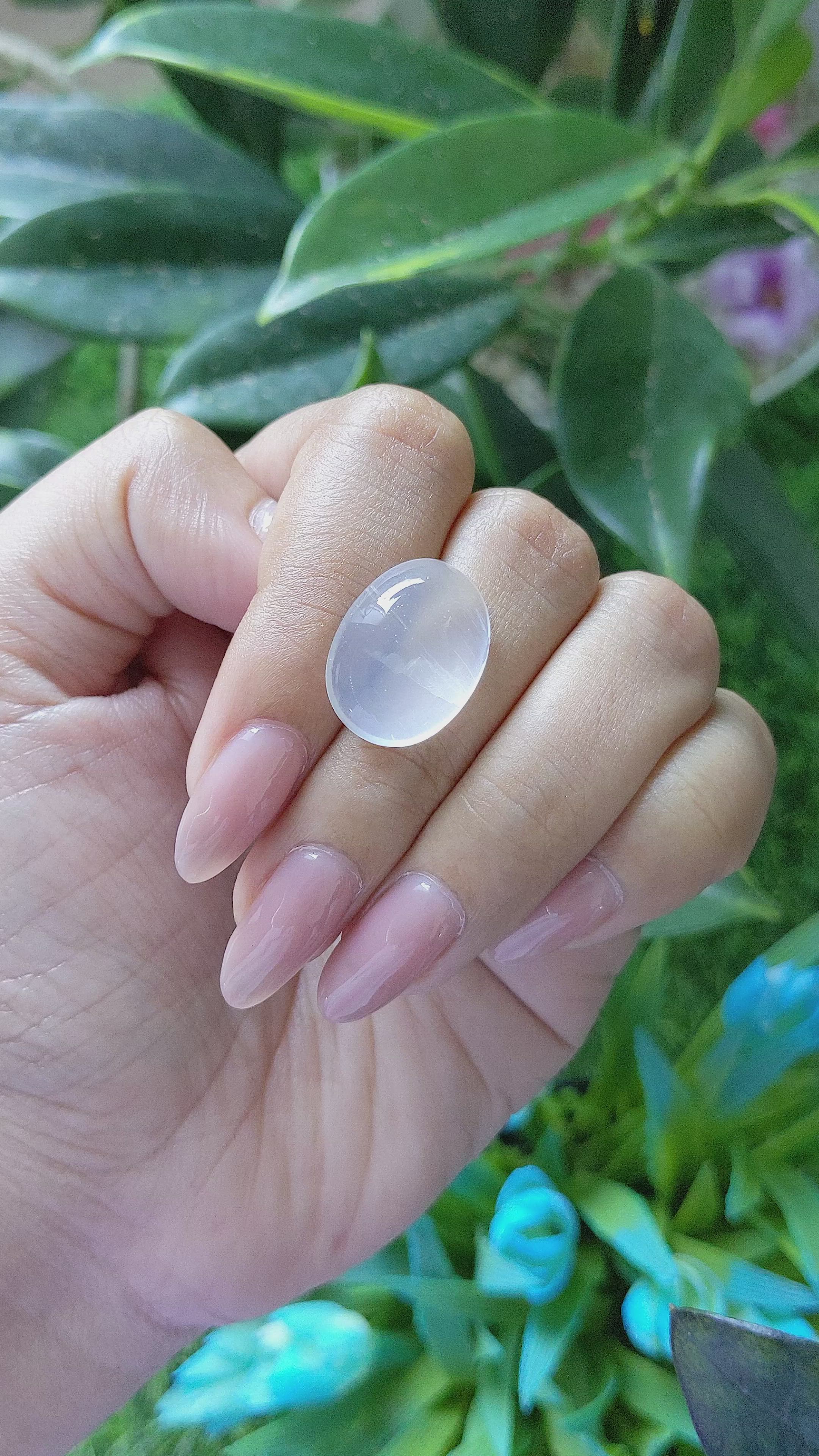 12.09 Ct. White Cabochon Moonstone from Ceylon (Sri Lanka) Size Video