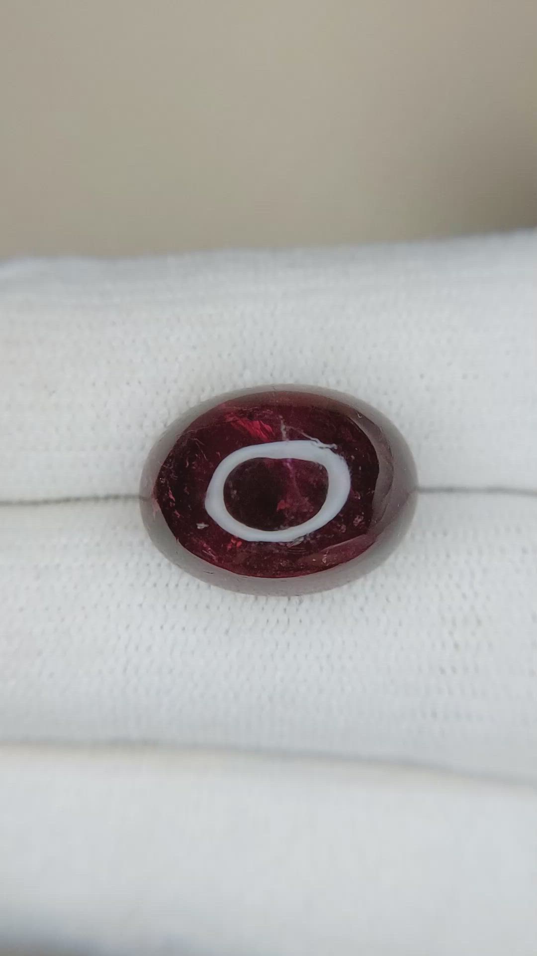 12.54 Ct. Cabochon Rubellite Tourmaline from Brazil Size Video