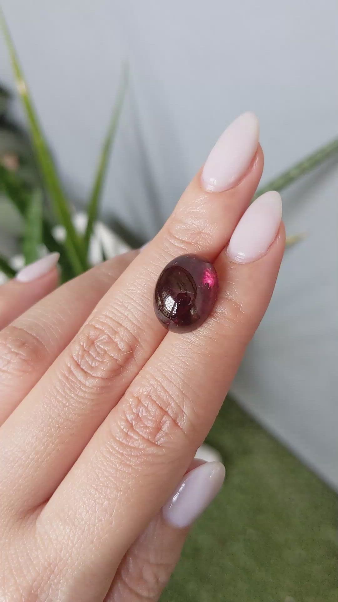 12.54 Ct. Cabochon Rubellite Tourmaline from Brazil Size Video