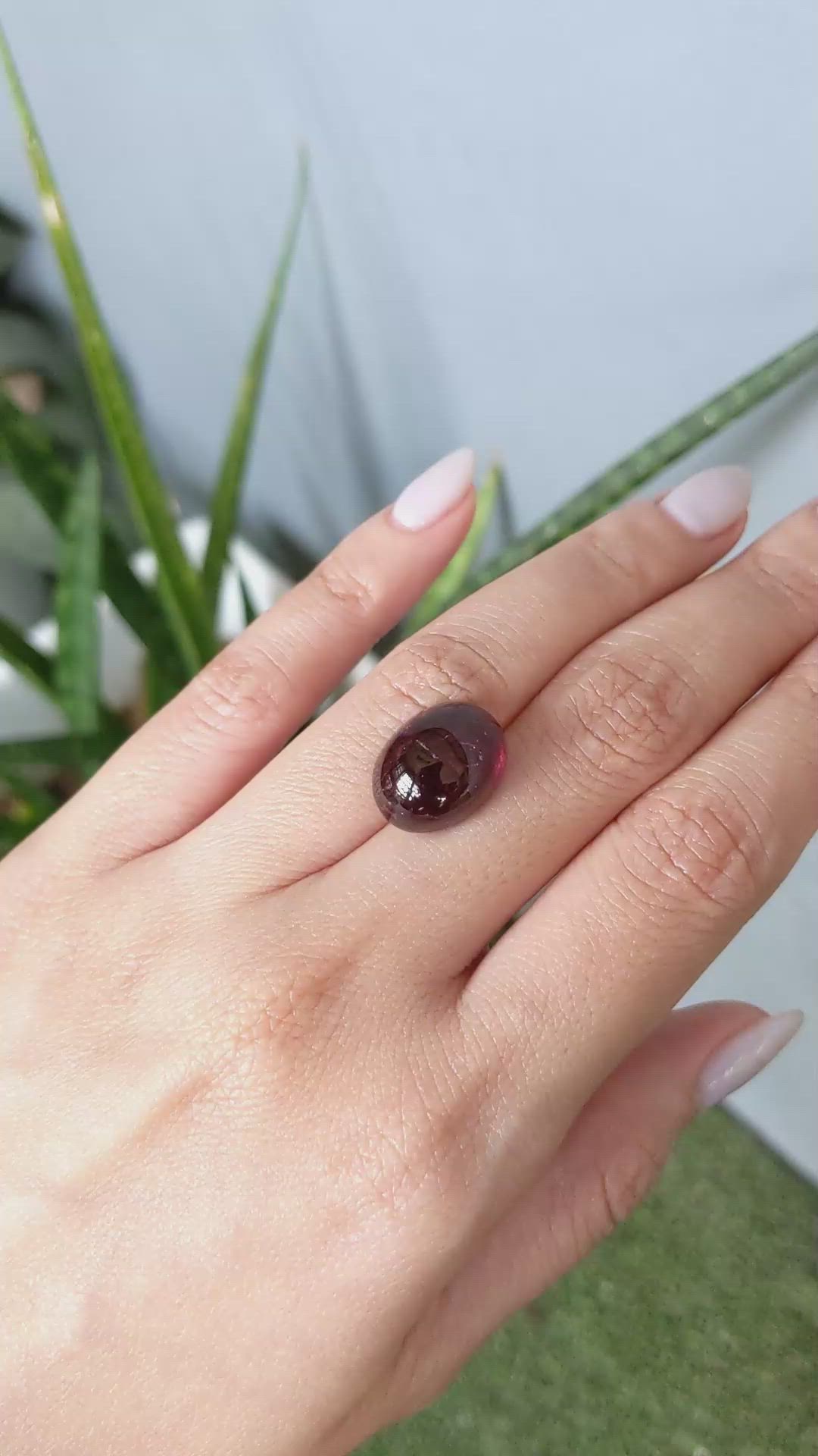 12.54 Ct. Cabochon Rubellite Tourmaline from Brazil Size Video