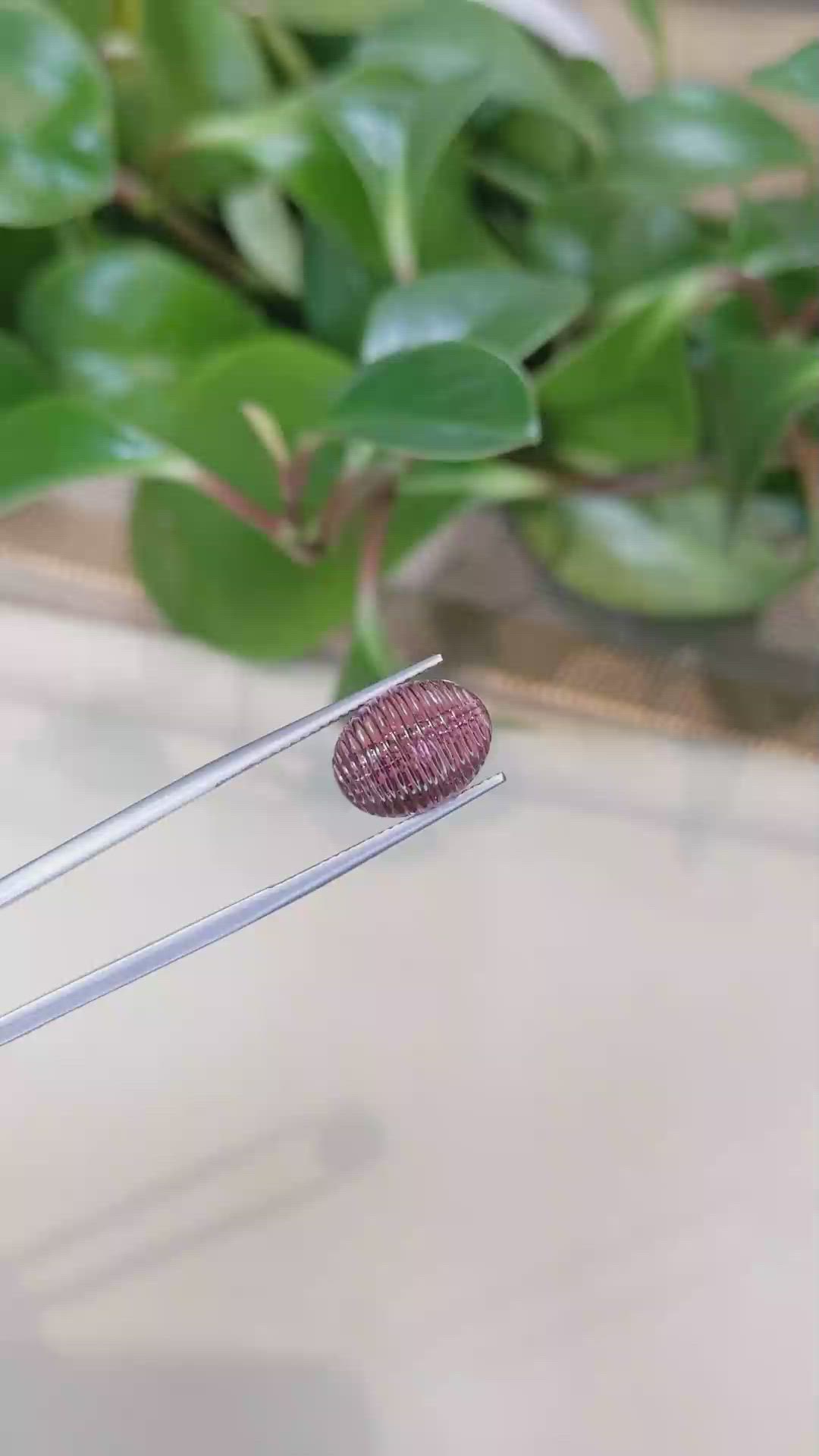 6.20 Ct. Cabochon Rubellite Tourmaline from Brazil Size Video