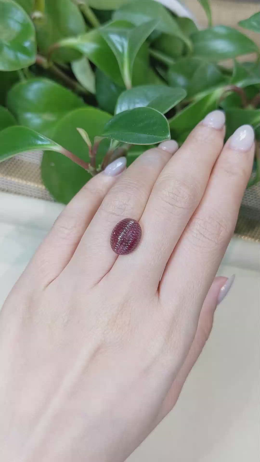 6.20 Ct. Cabochon Rubellite Tourmaline from Brazil Size Video