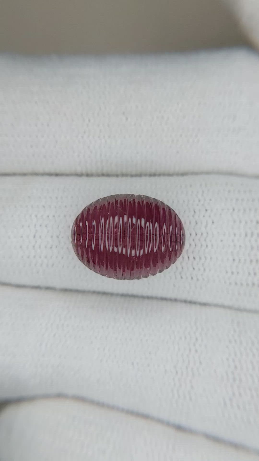 6.20 Ct. Cabochon Rubellite Tourmaline from Brazil Size Video