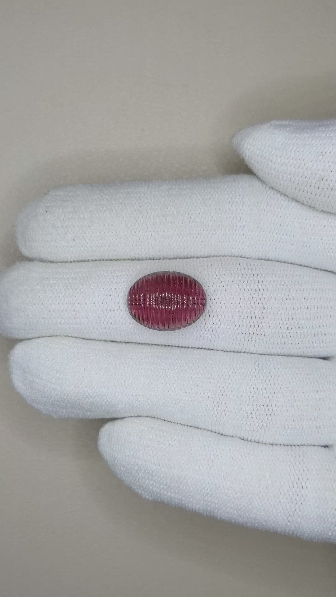 6.20 Ct. Cabochon Rubellite Tourmaline from Brazil Size Video