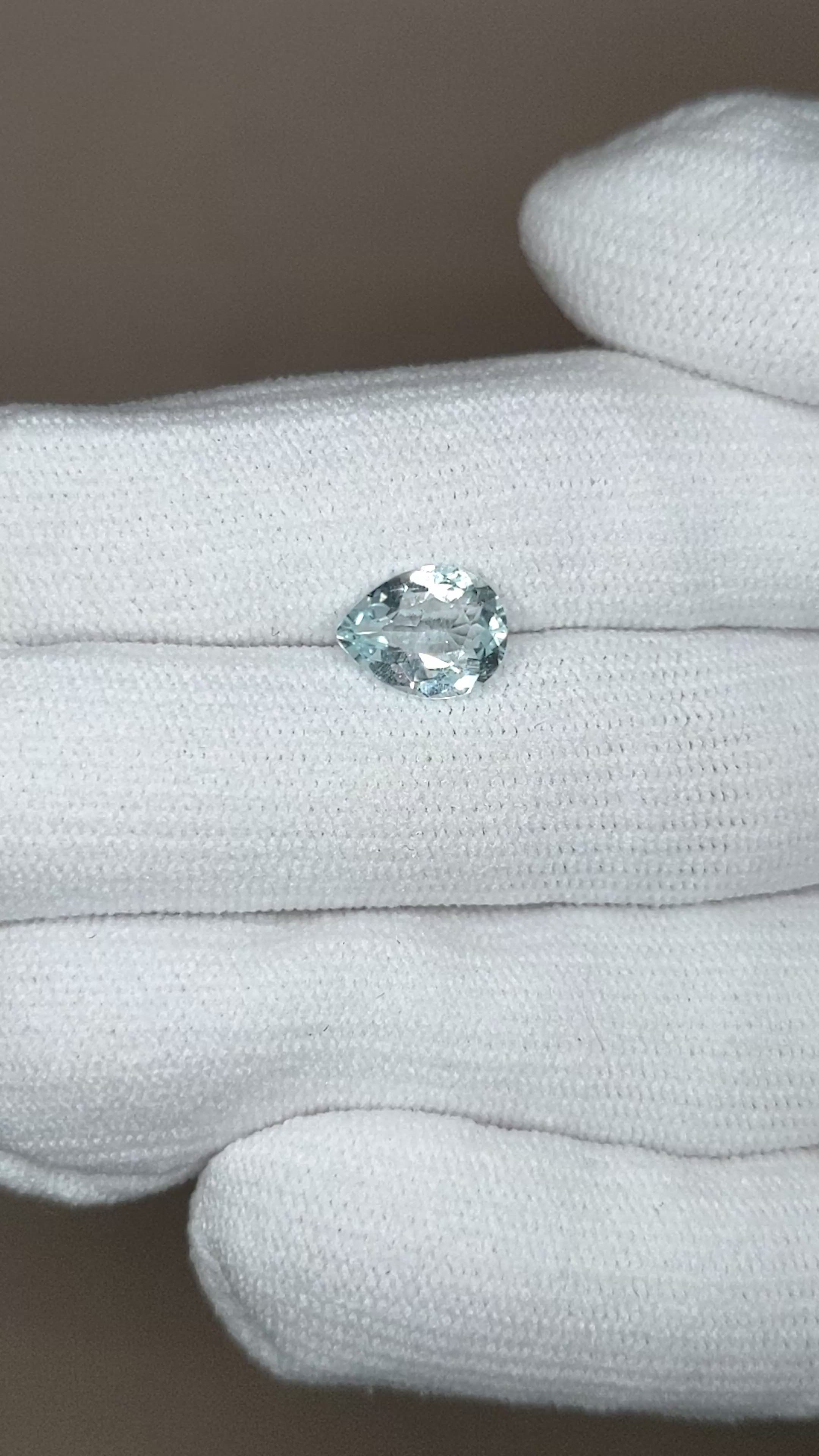 1.35 Ct. Aquamarine from Ceylon (Sri Lanka) Size Video