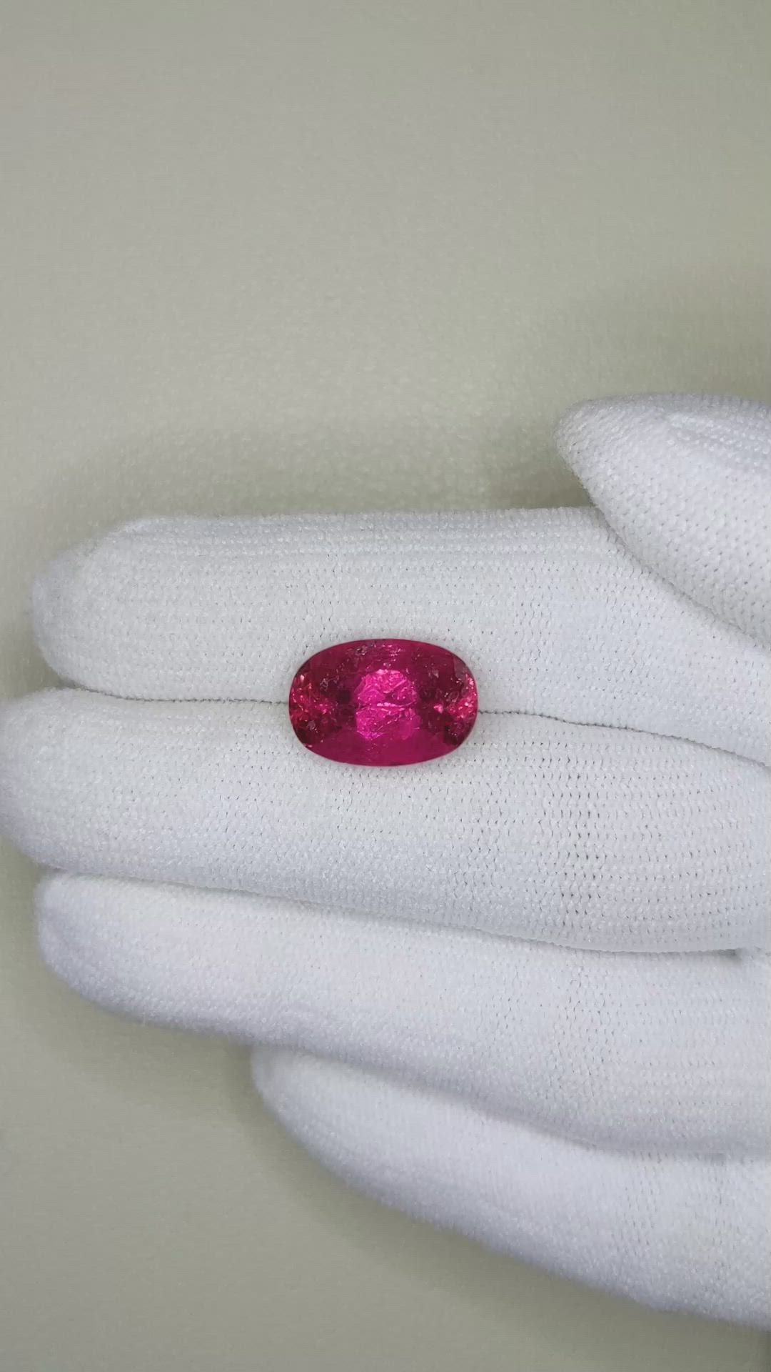 5.96 Ct. Rubellite Tourmaline from Brazil Size Video