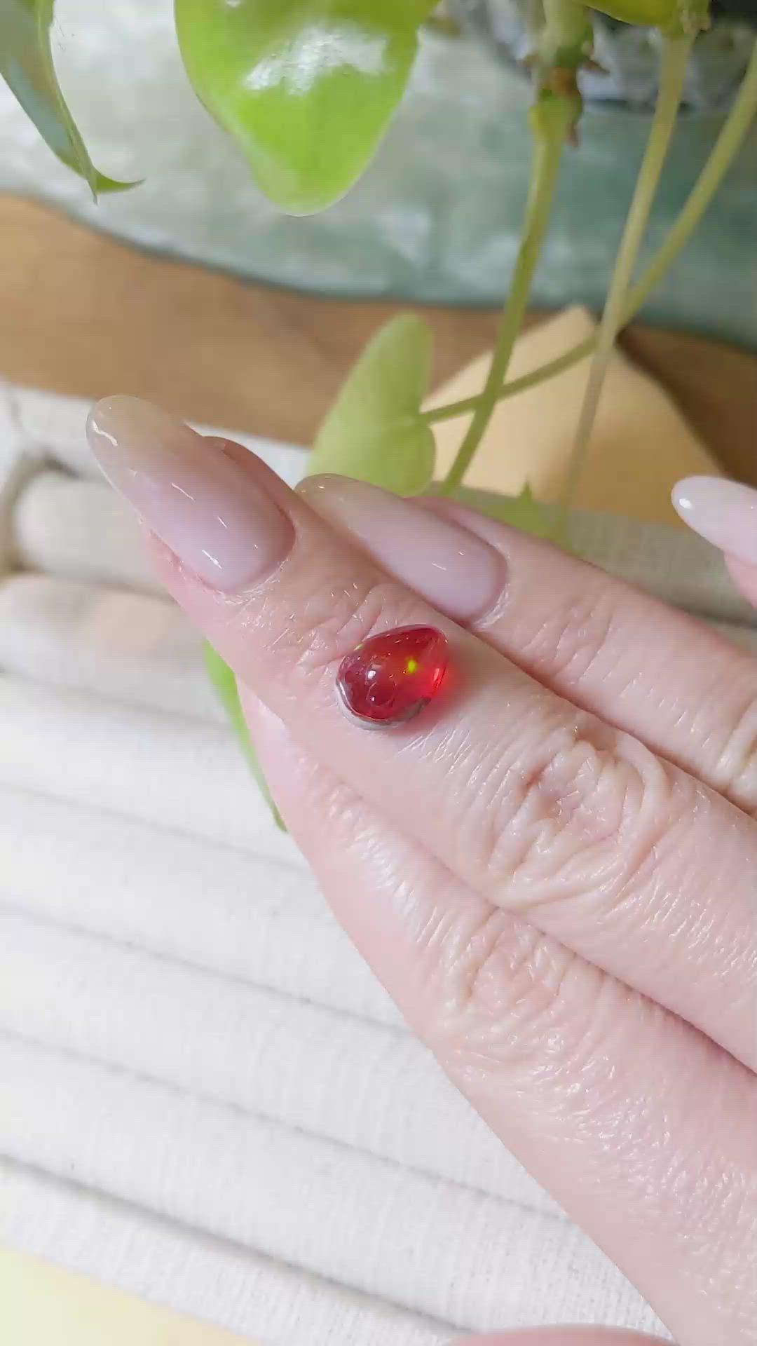 2.45 Ct. Cabochon Fire Opal from Mexico Size Video