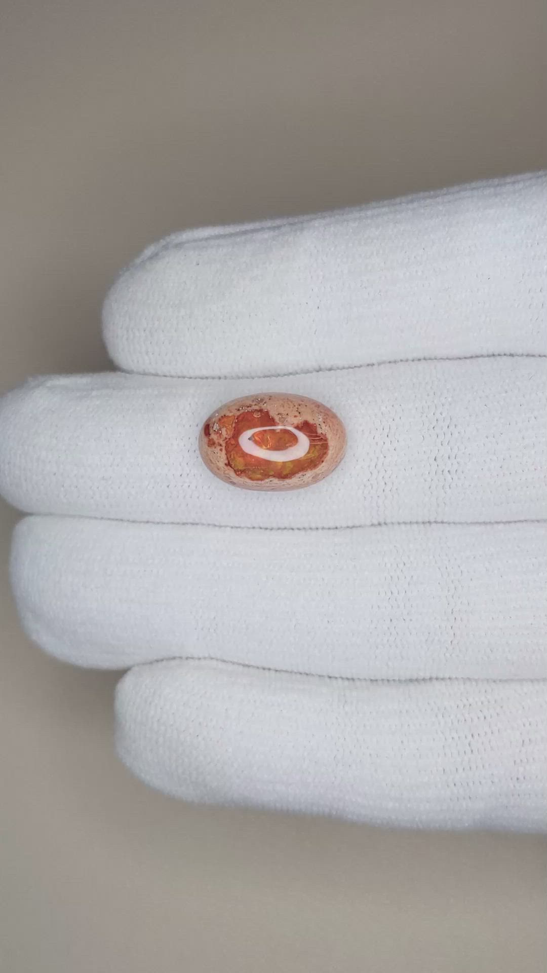 5.87 Ct. Cabochon Fire Opal from Mexico Size Video