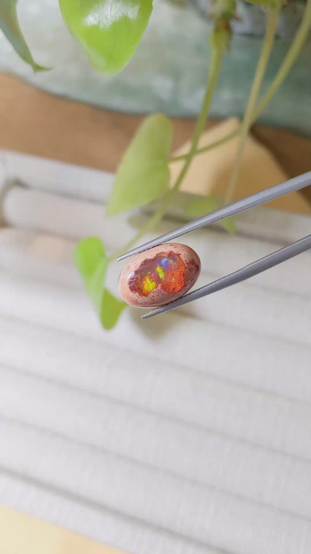 5.87 Ct. Orange Cabochon Fire Opal from Mexico Size Video