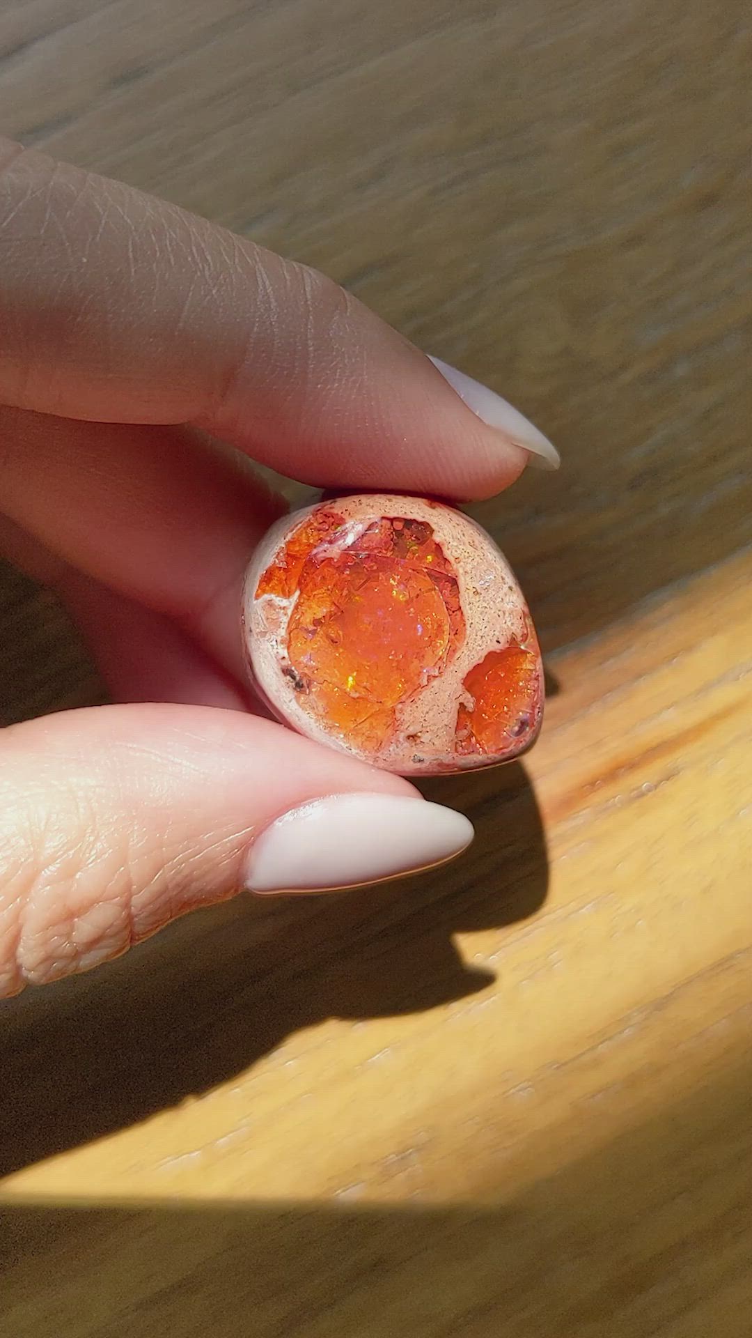 32.41 Ct. Cabochon Fire Opal from Mexico Size Video
